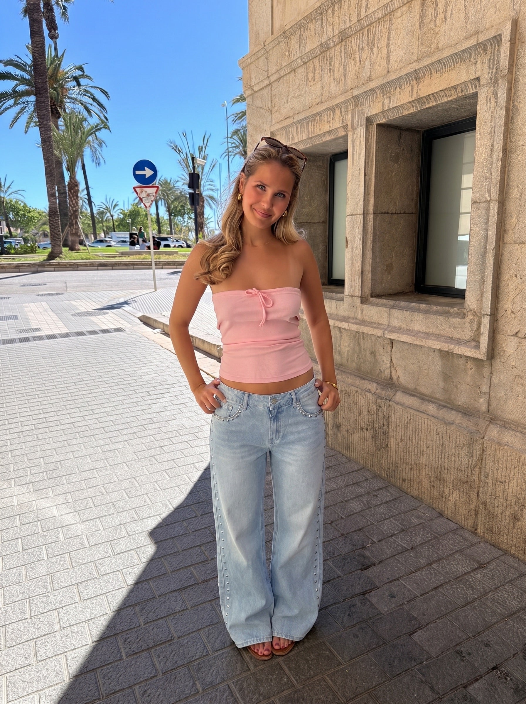 ESTHER STUD JEANS - LIGHT BLUE - Dinvintageshop