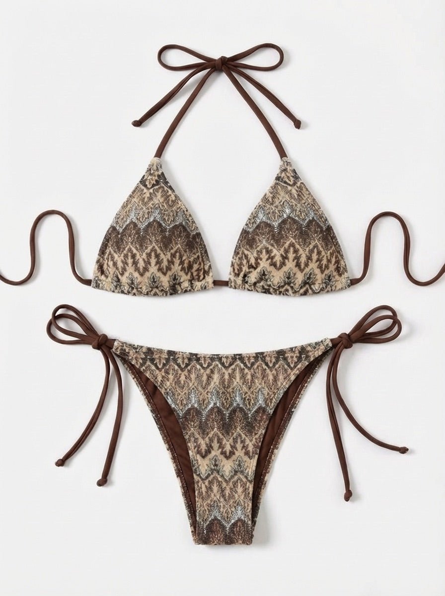 FILIPPA BIKINI SET - BROWN MIX - Dinvintageshop