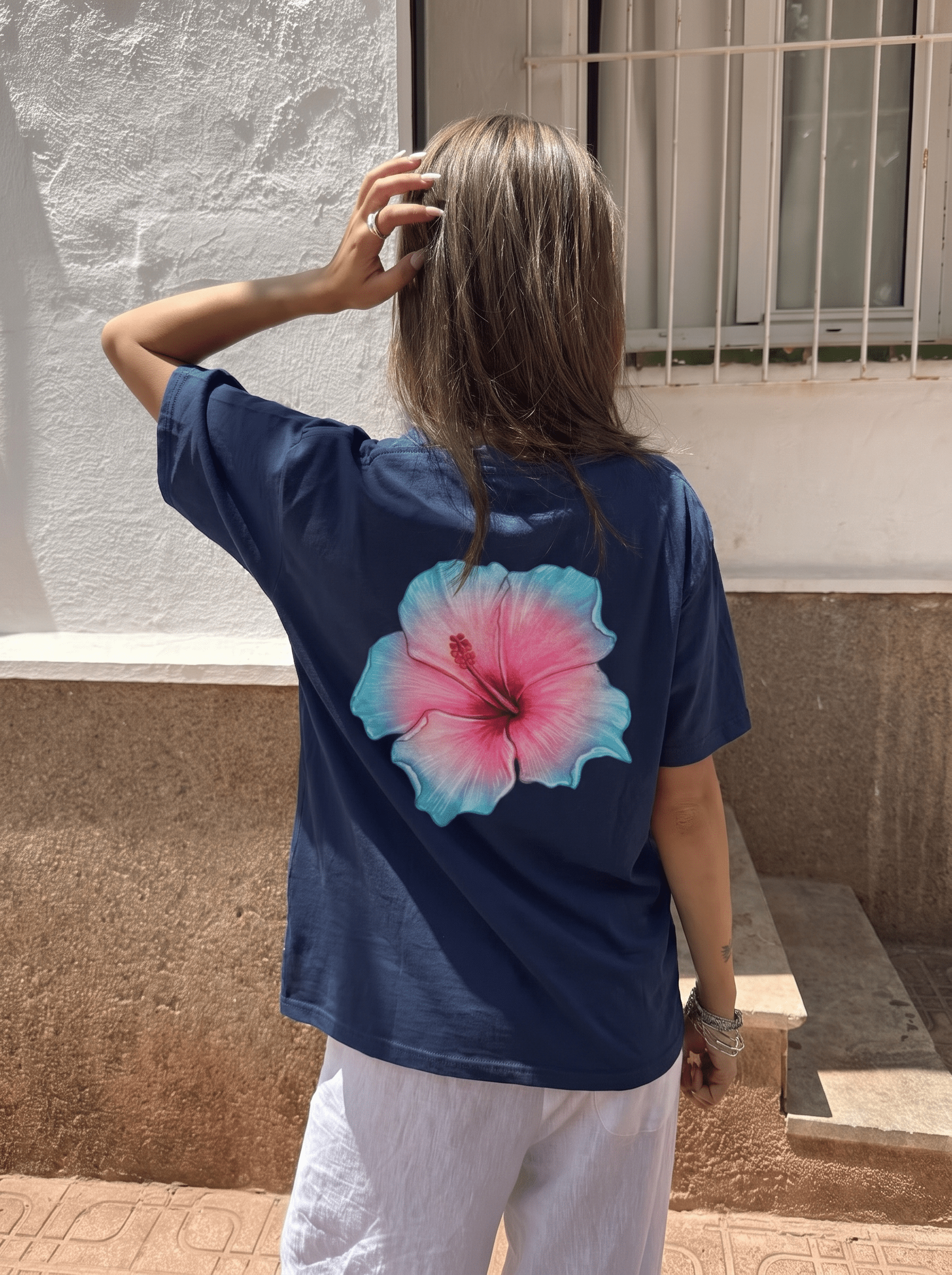 HAWAII (blå) UNISEX T-SHIRT (rygprint) - NAVY - Dinvintageshop