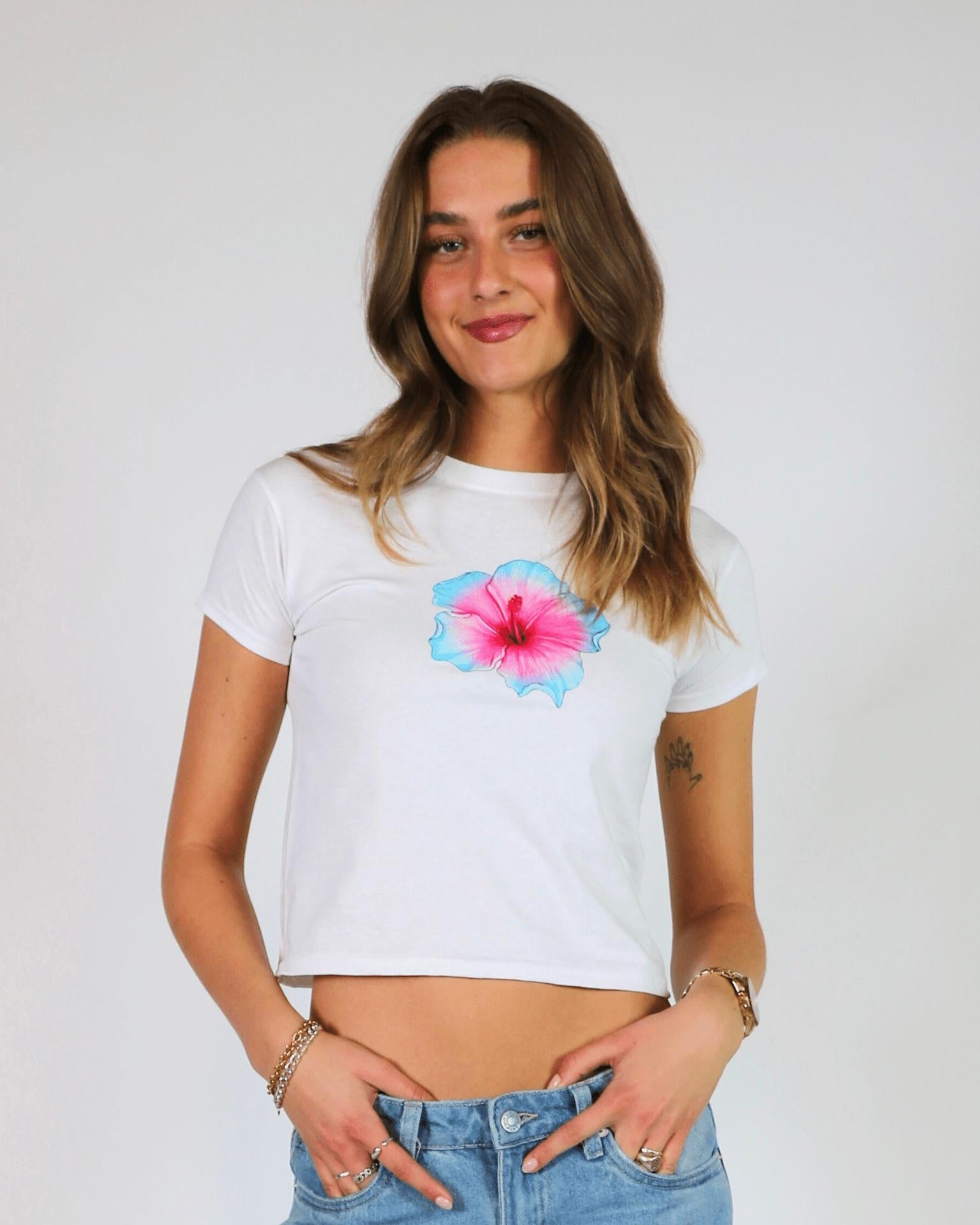 HAWAII (blue) BABY TEE - WHITE