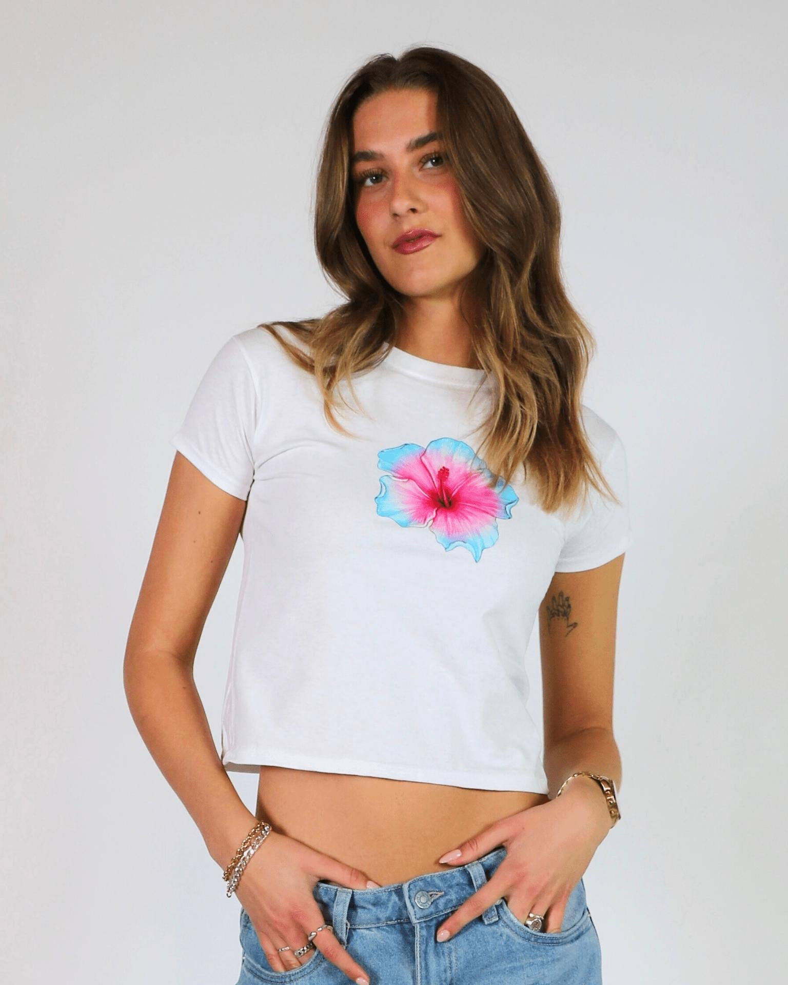 HAWAII (blue) BABY TEE - WHITE