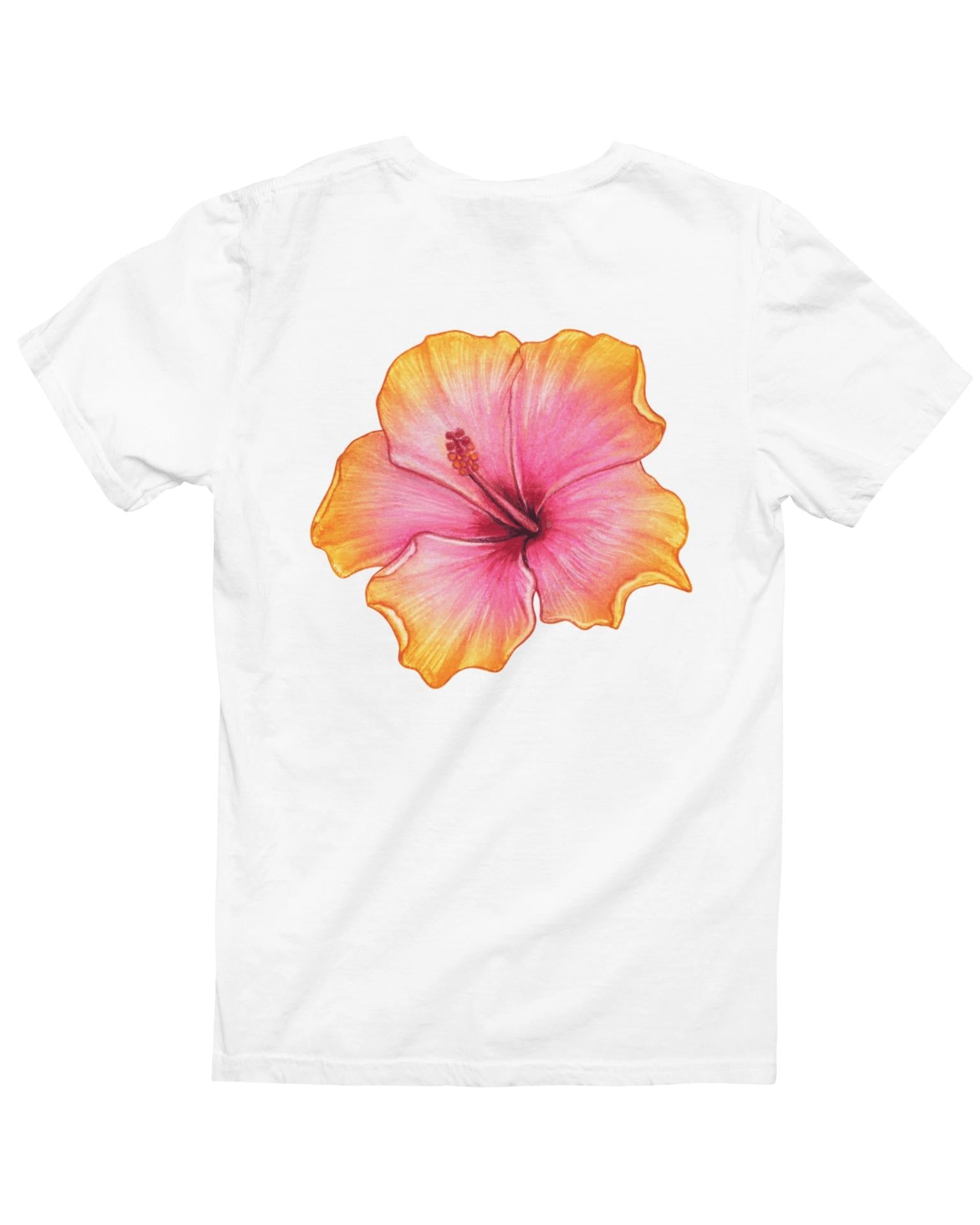 HAWAII (gul) UNISEX T-SHIRT (rygprint) - HVID