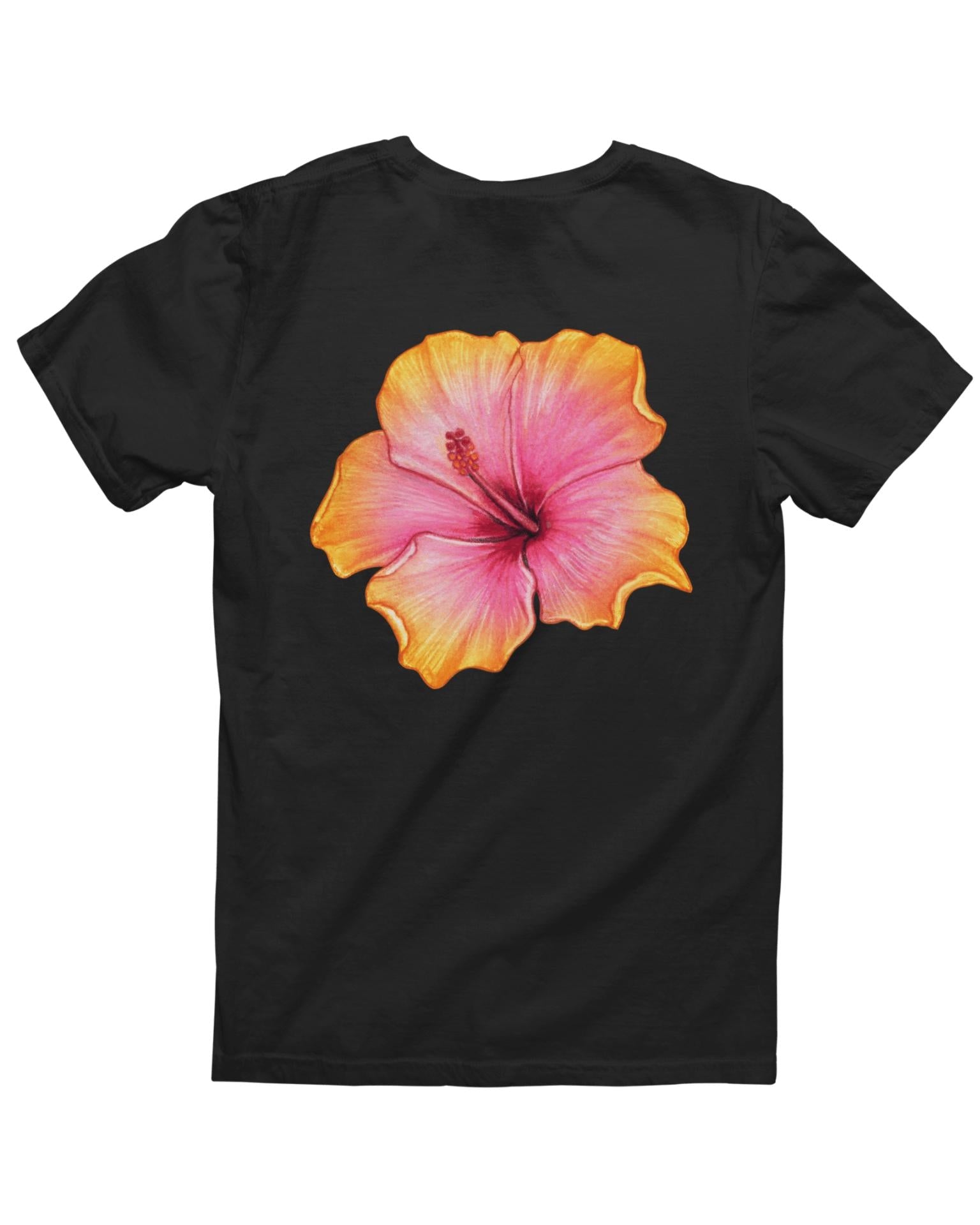 HAWAII (gul) UNISEX T-SHIRT (rygprint) - SORT