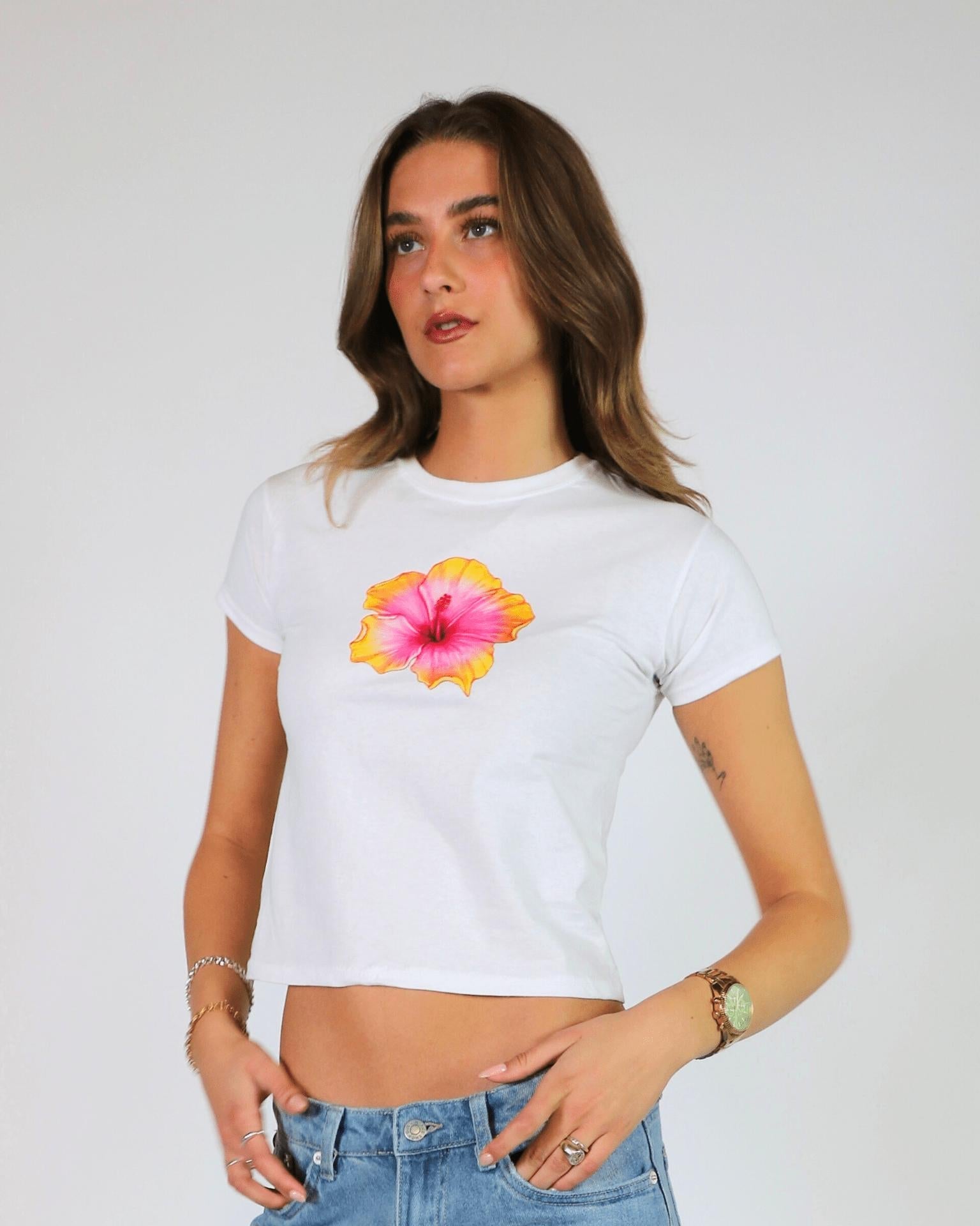 HAWAII (yellow) BABY TEE - WHITE