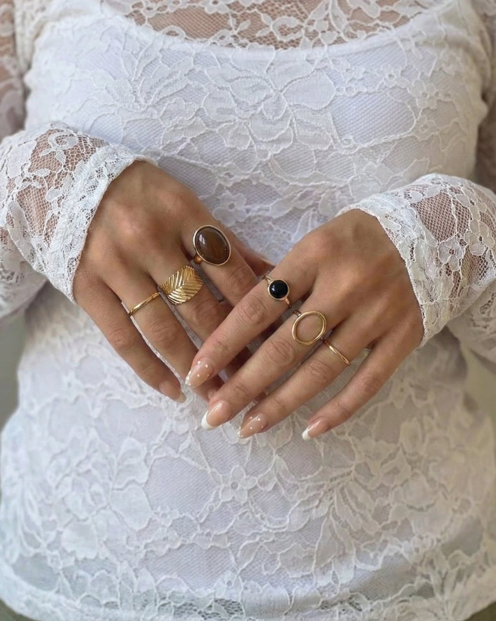 KIKI RING-SET (6er-Pack) - GOLD/BRAUN