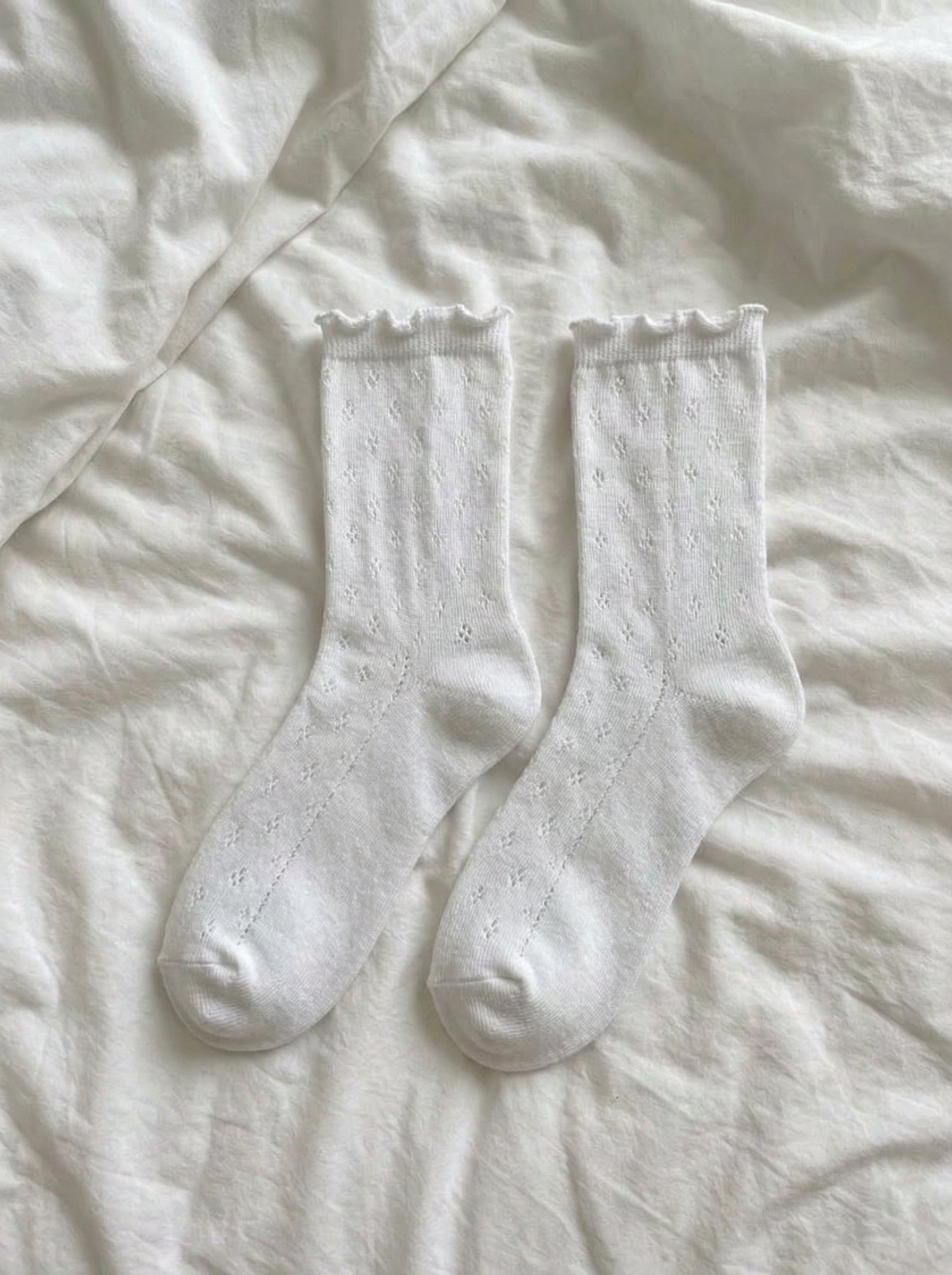 THERESE POINTELLE SOCKS - BRIGHT WHITE