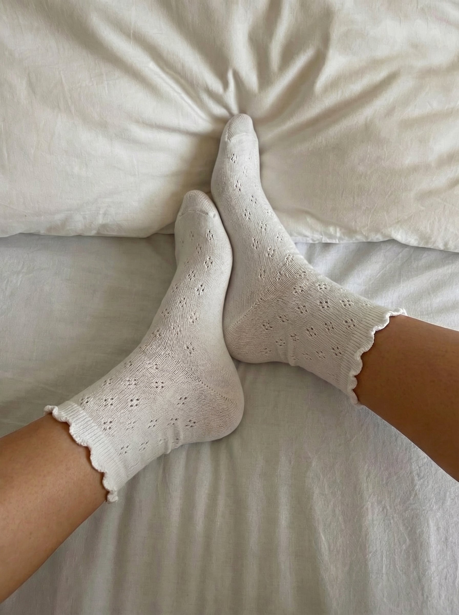 THERESE POINTELLE SOCKS - BRIGHT WHITE