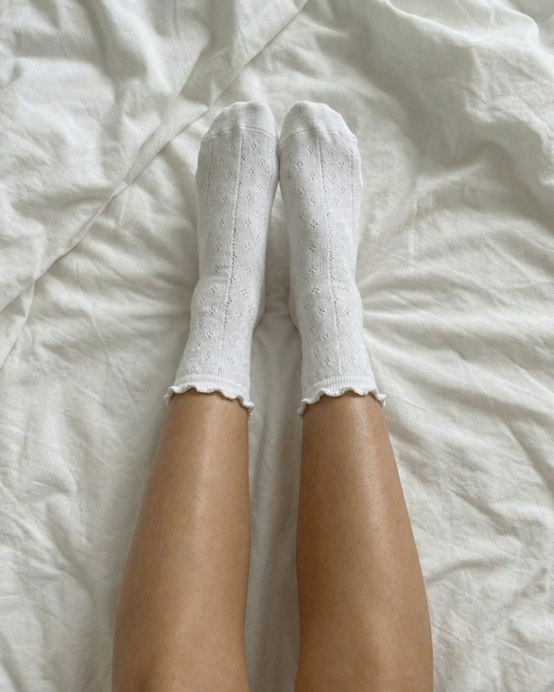 THERESE POINTELLE SOCKS - BRIGHT WHITE