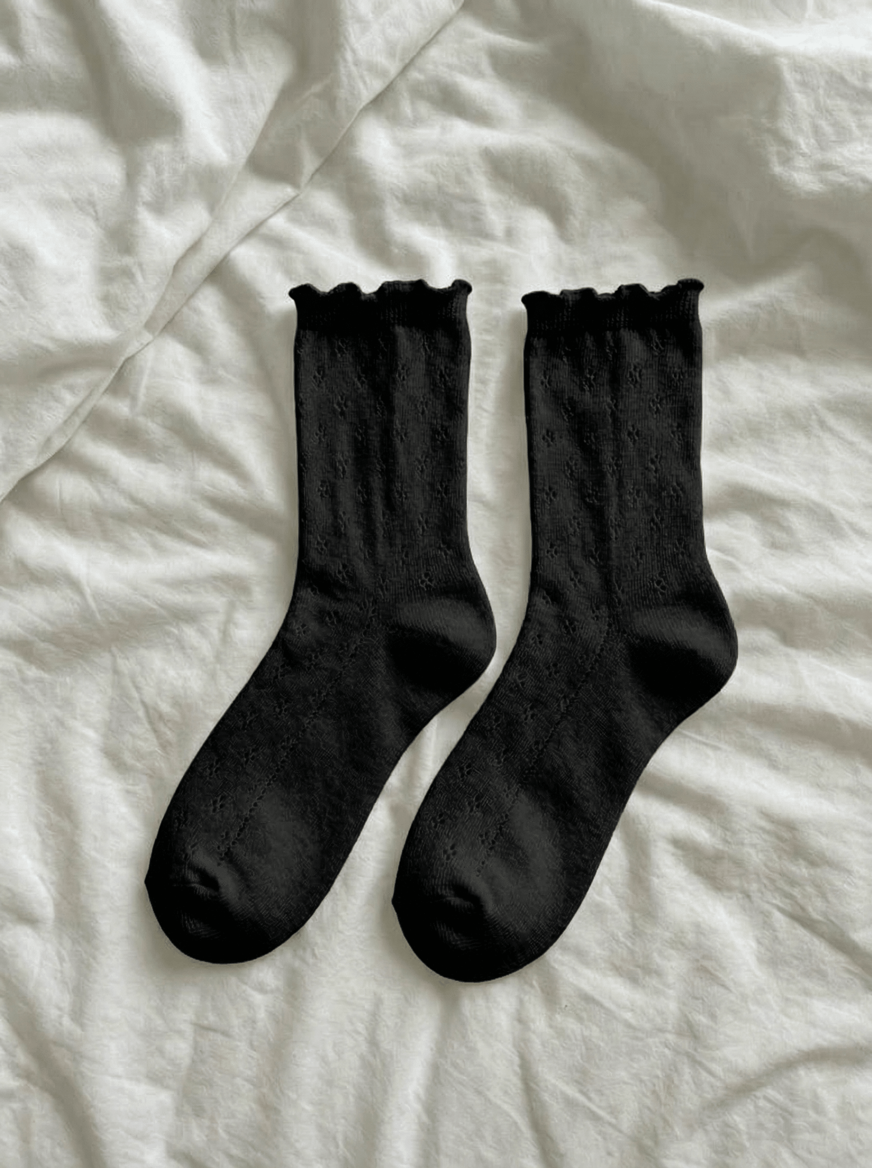 THERESE POINTELLE SOCKS - BLACK