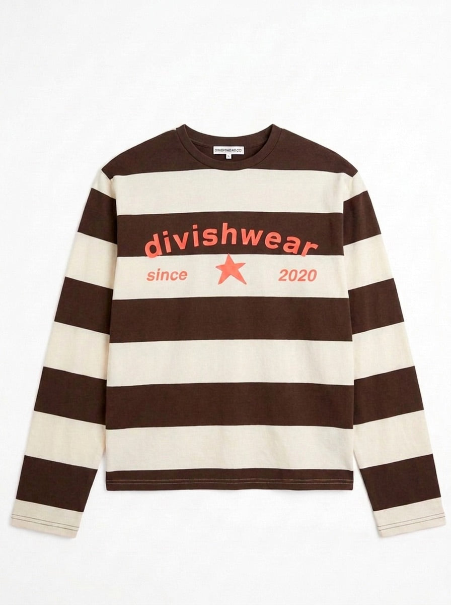 DAGMAR STRIPE TEE - BROWN/CORAL