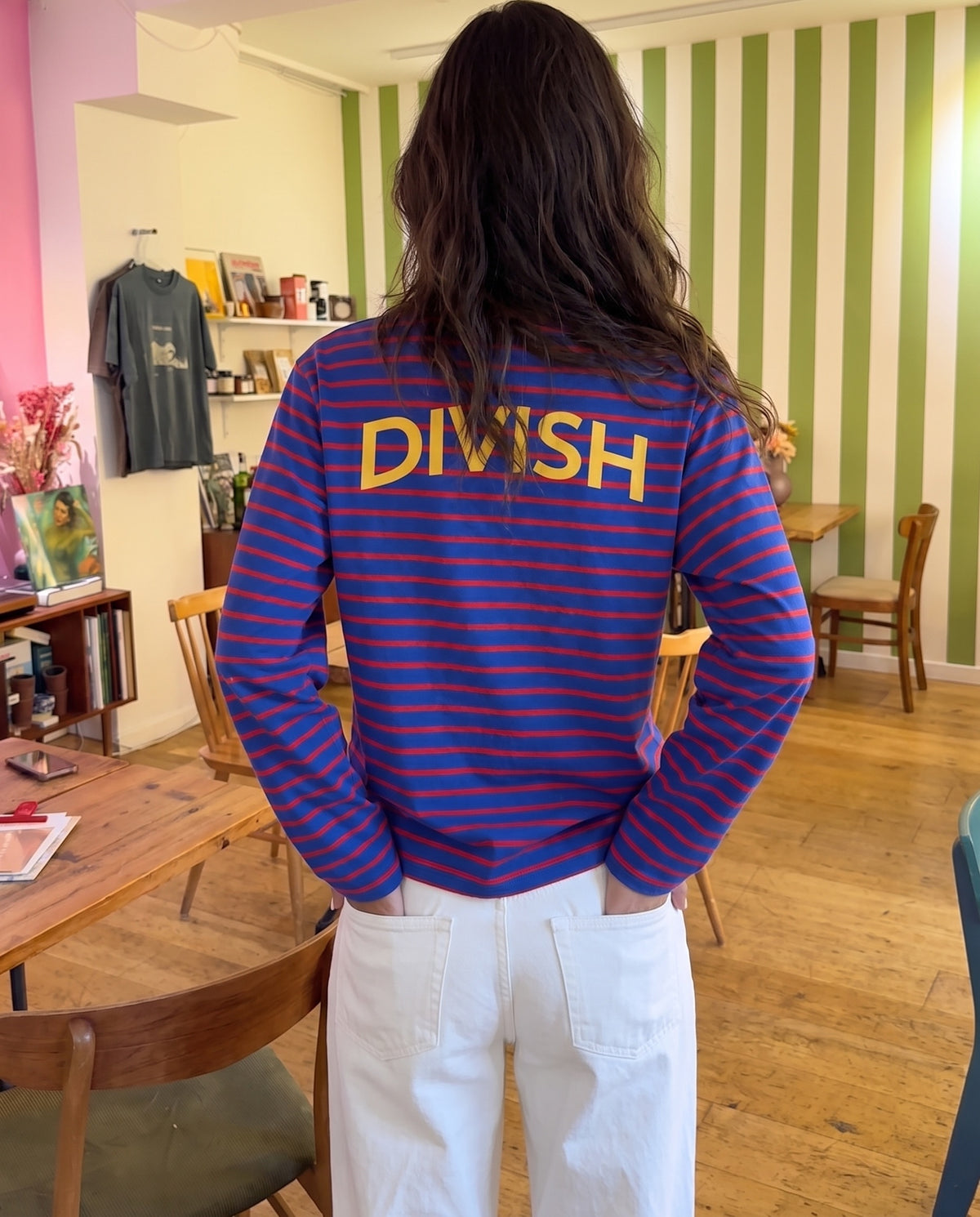 DINA STRIPE TEE (rygprint) - ROYAL BLUE/RED - Dinvintageshop