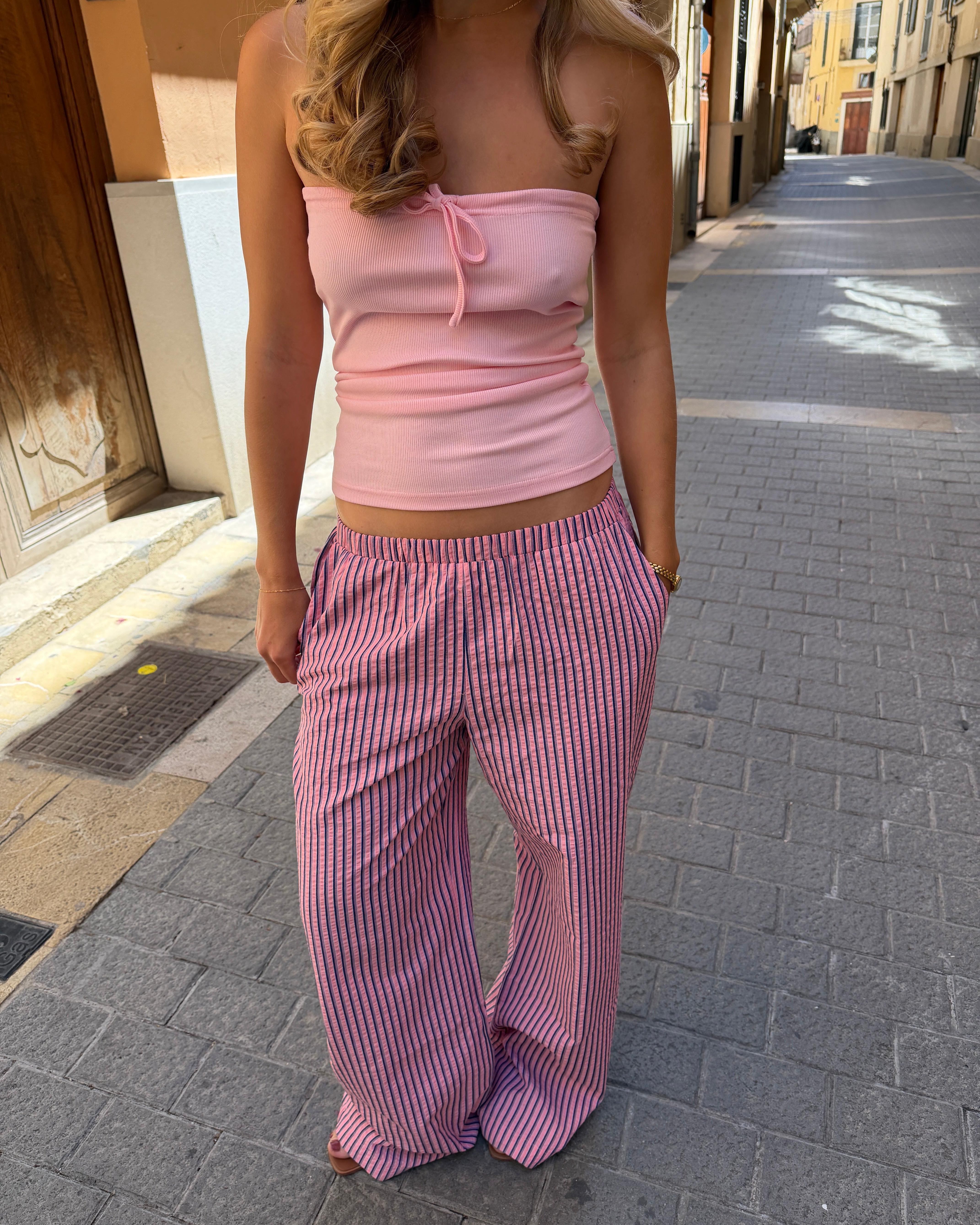 IDA STRIPE PANT - CORAL - Dinvintageshop