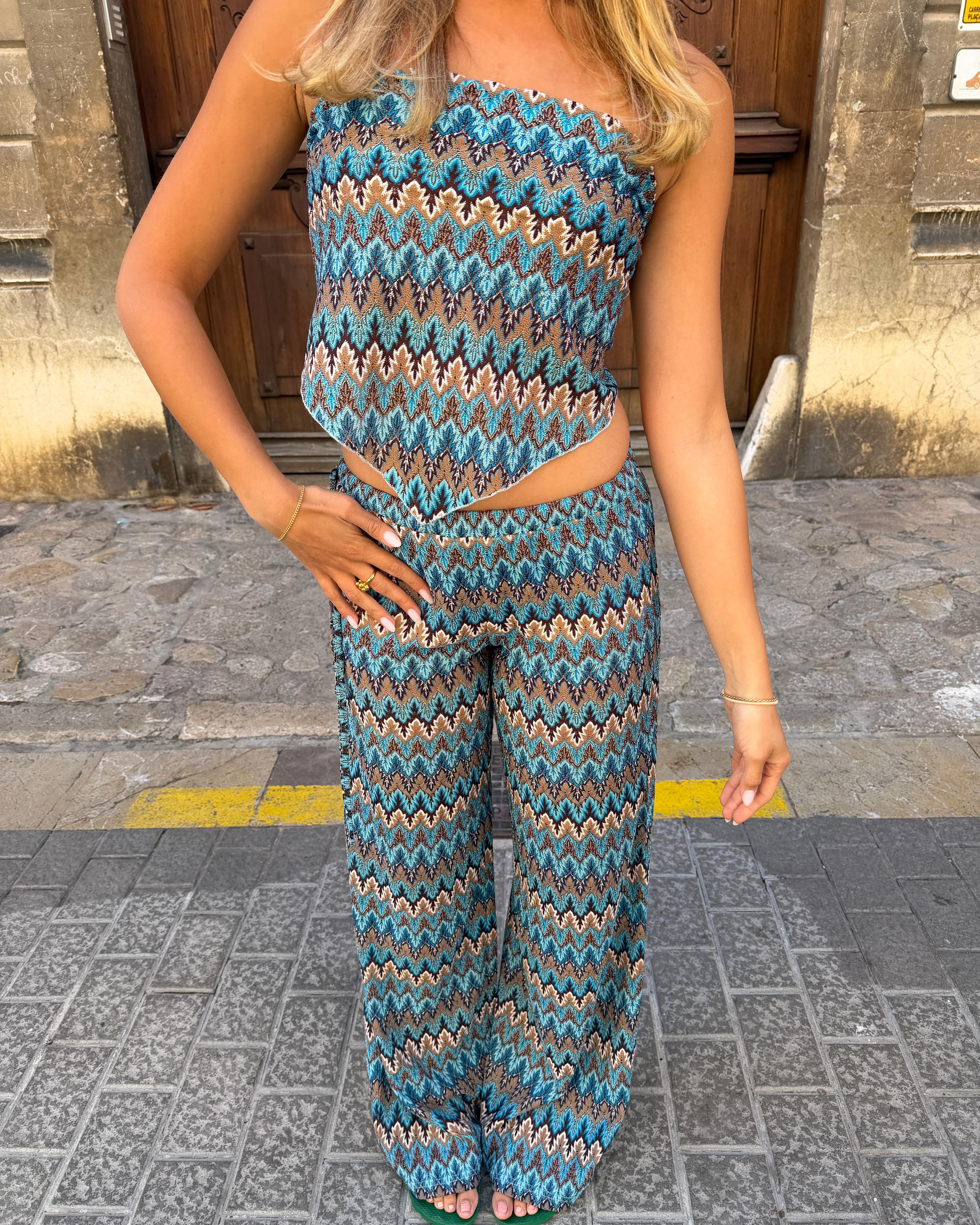 INGRID PANTS - BLUE MIX - Dinvintageshop