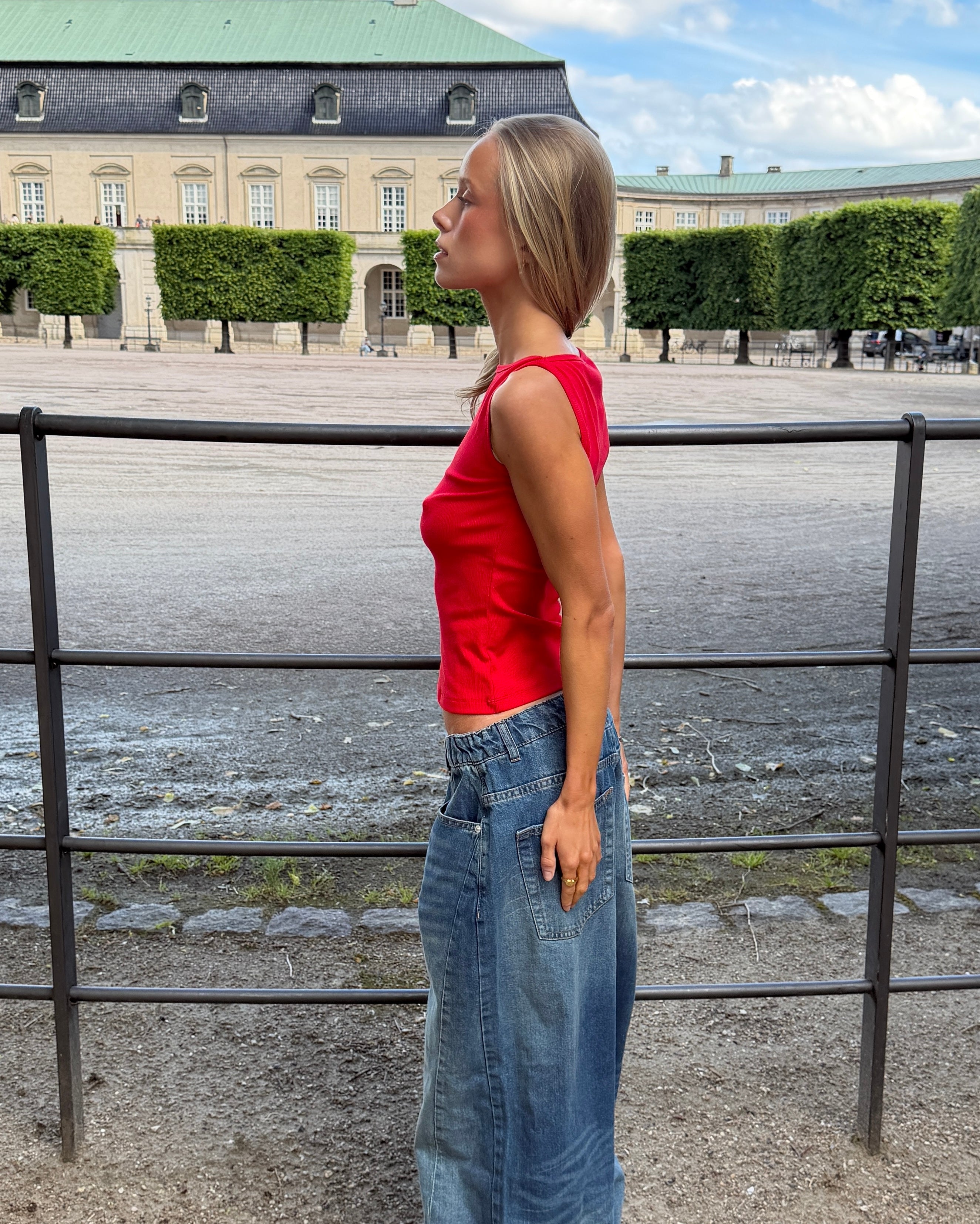 JOHANNE BOATNECK TOP - RED - Dinvintageshop