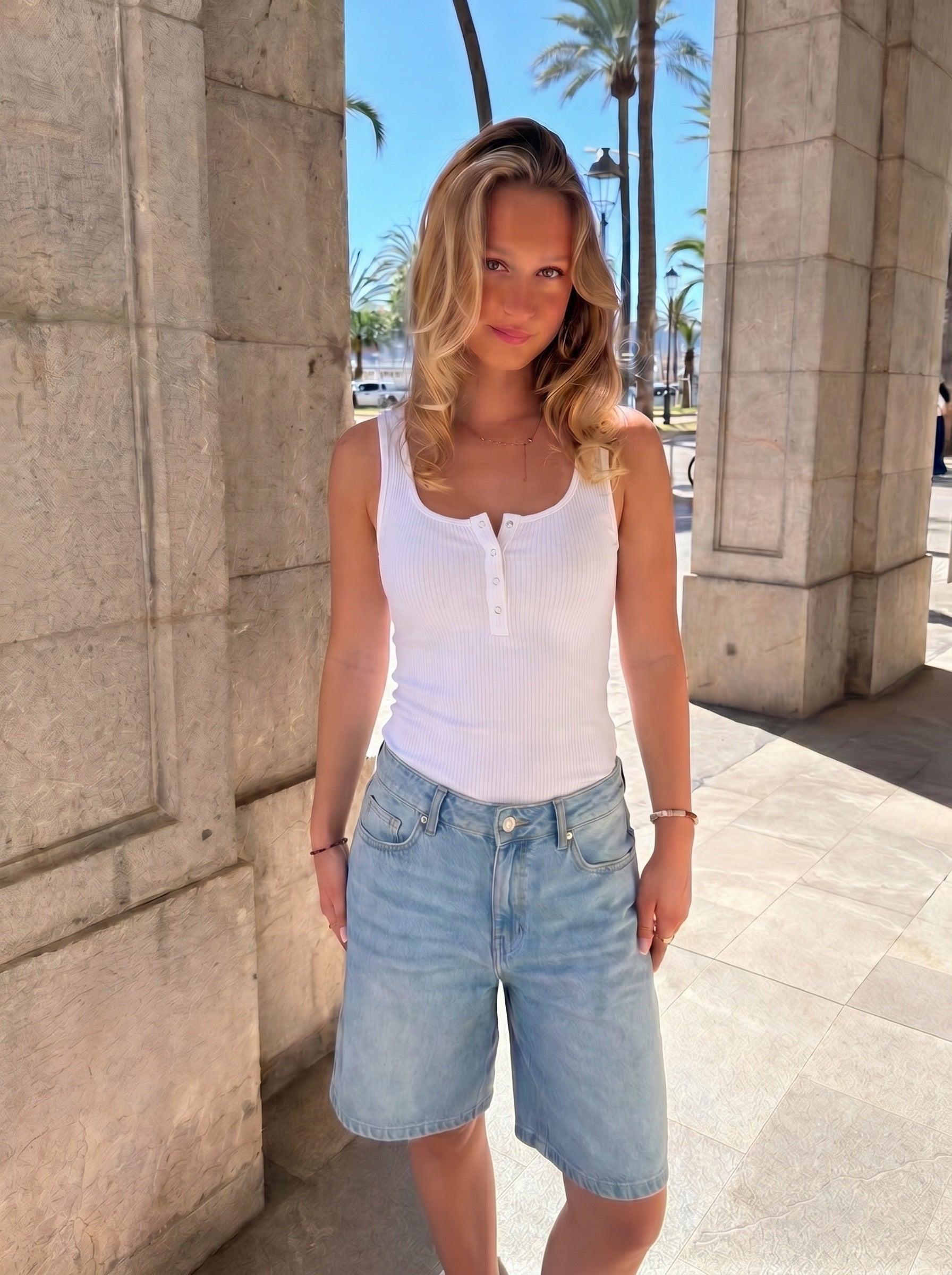 KITTE TANK TOP - BRIGHT WHITE - Dinvintageshop