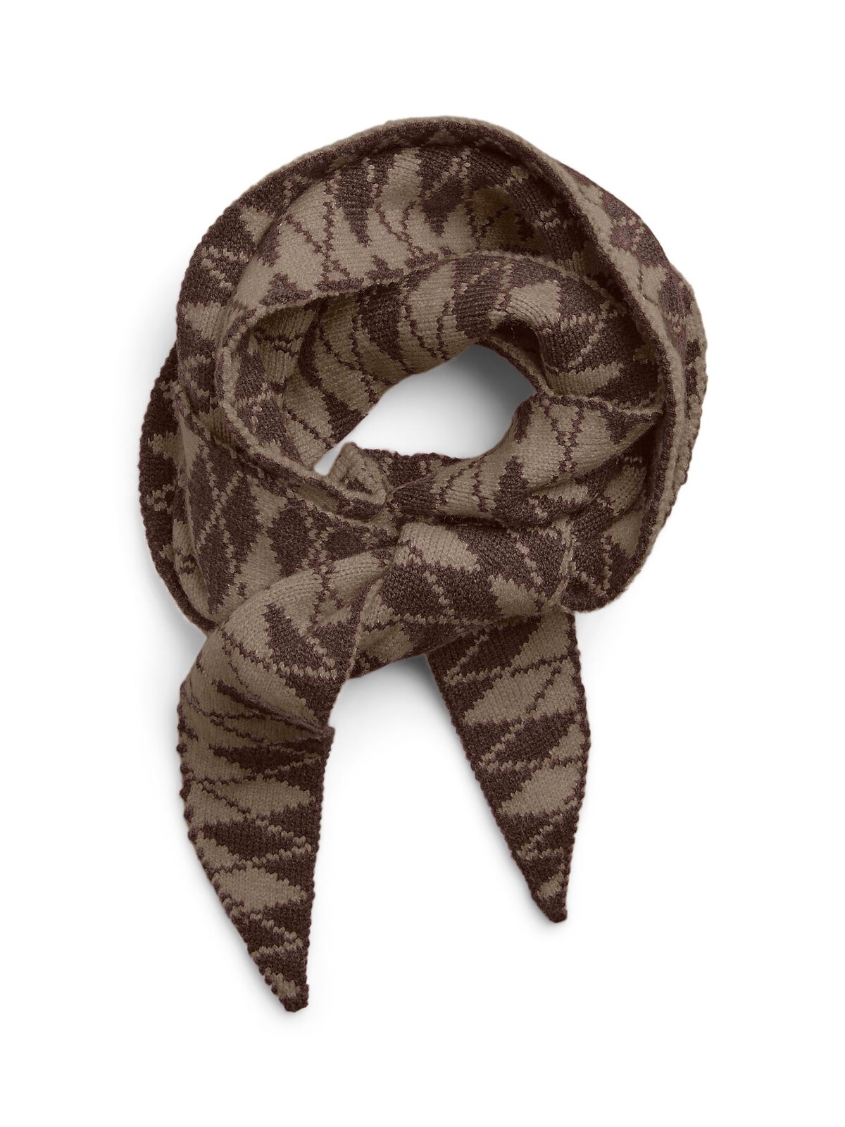 KOMMA TRIANGLE SCARF - GREIGE ARGYLE / HOT FUDGE - Dinvintageshop