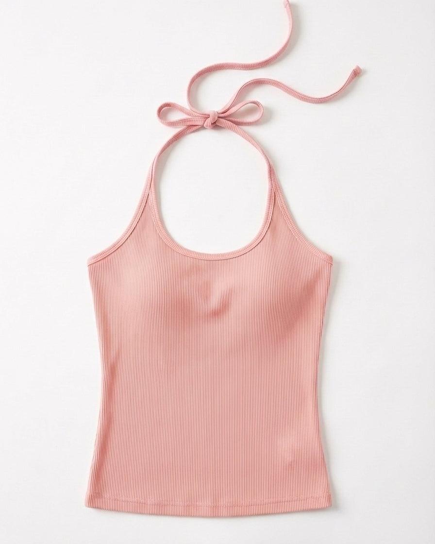 LINE HALTERNECK TOP - LIGHT PINK
