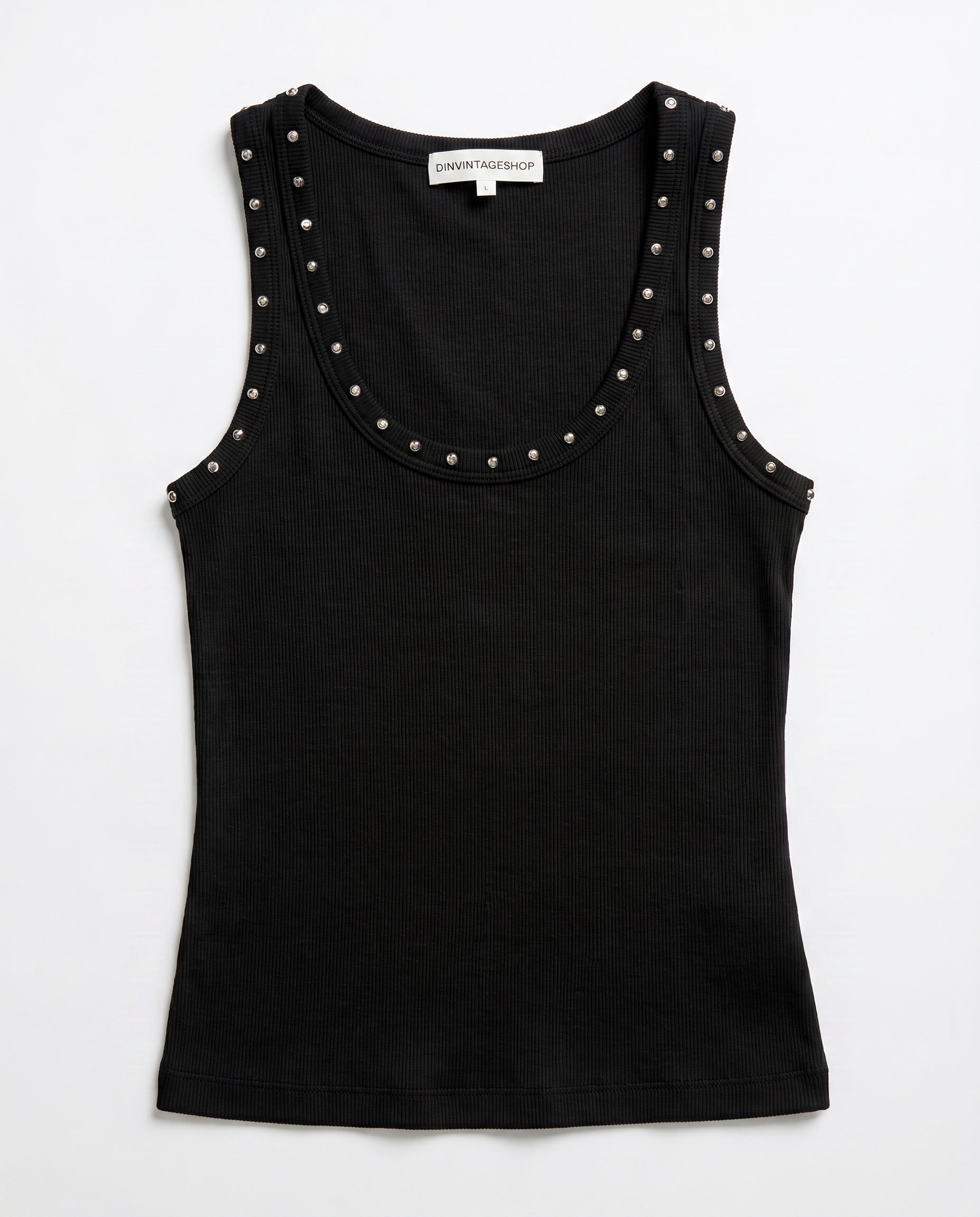 LUNA STUDS TANK TOP - BLACK - Dinvintageshop