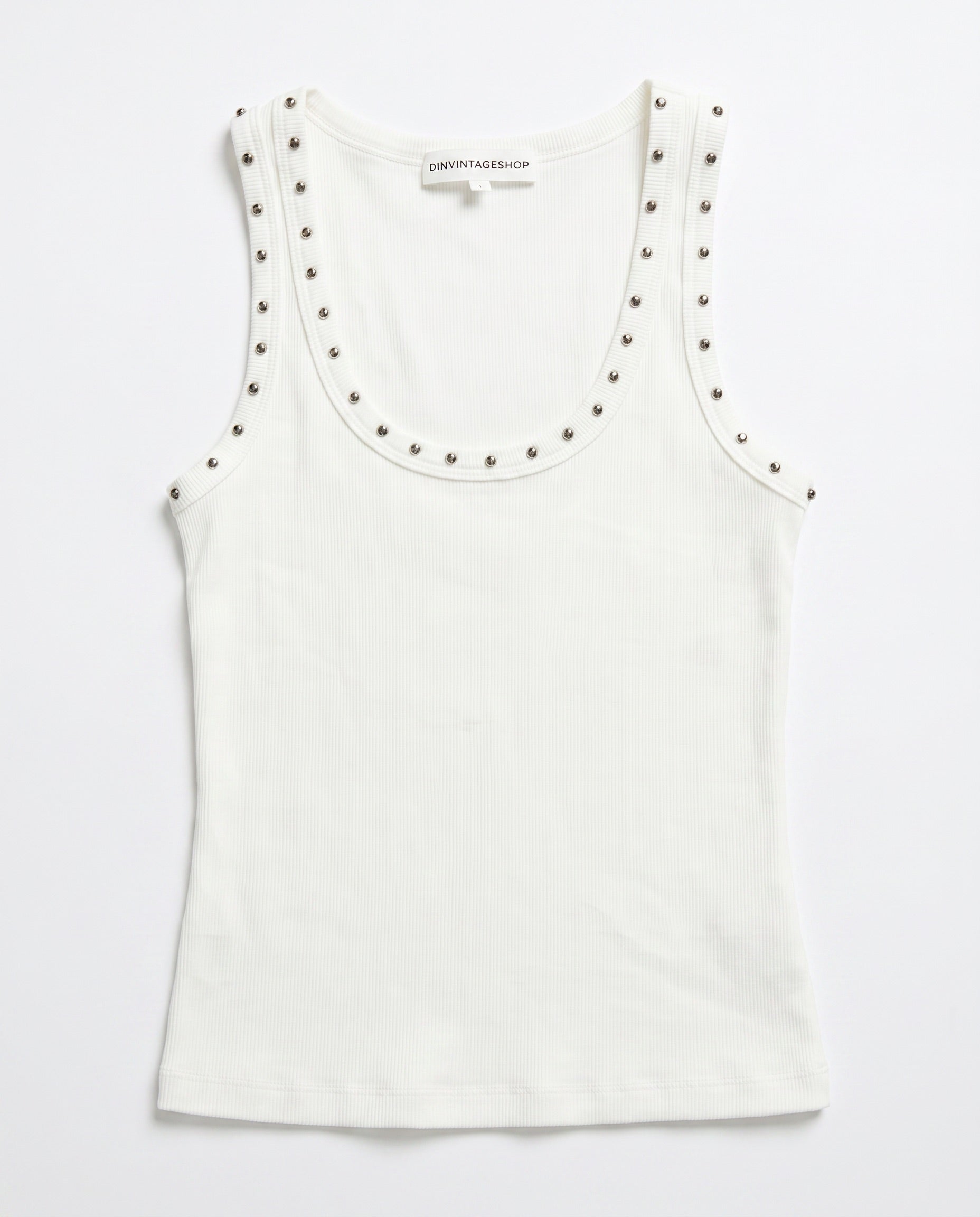 LUNA STUDS TANK TOP - WHITE - Dinvintageshop