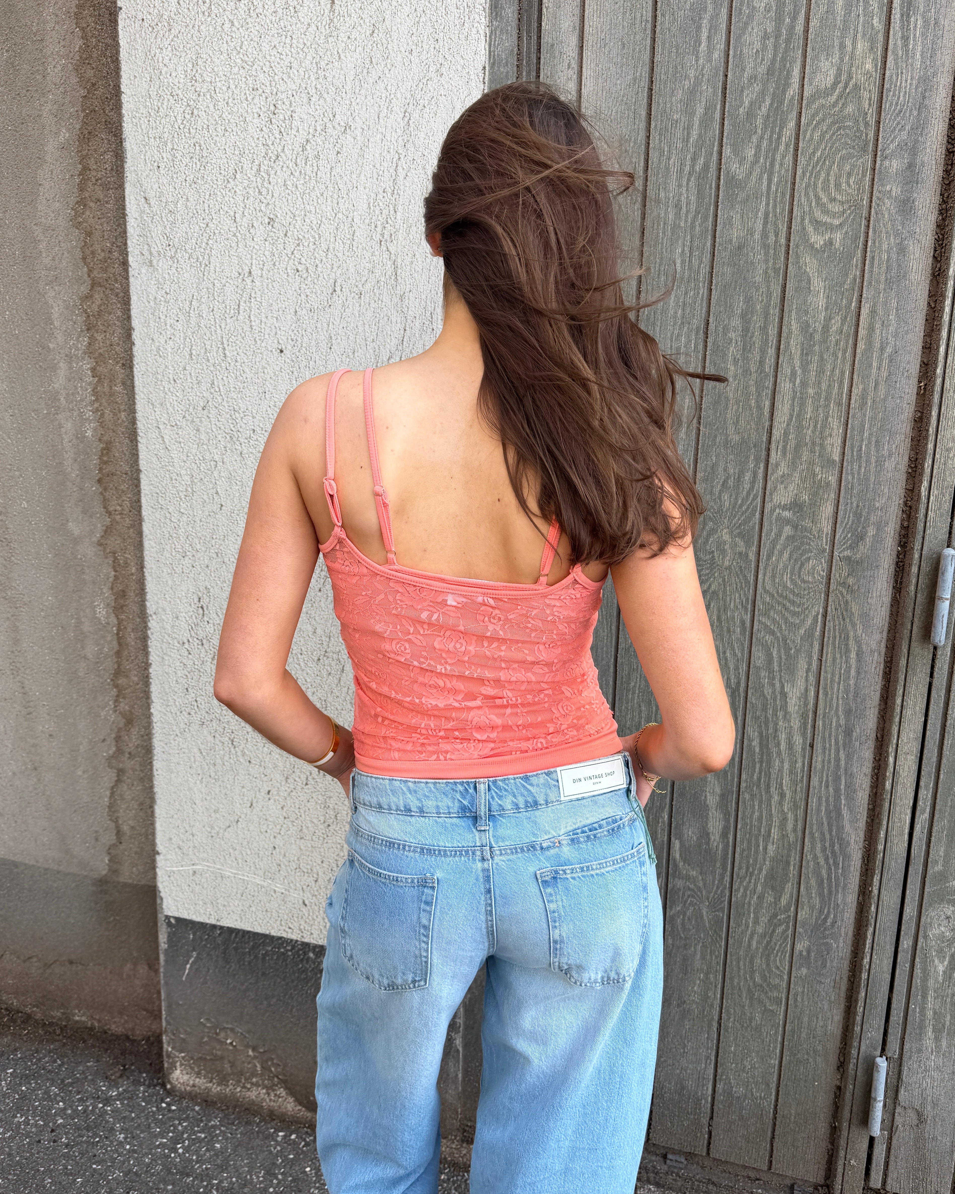 MALOU LACE TANK TOP - CORAL