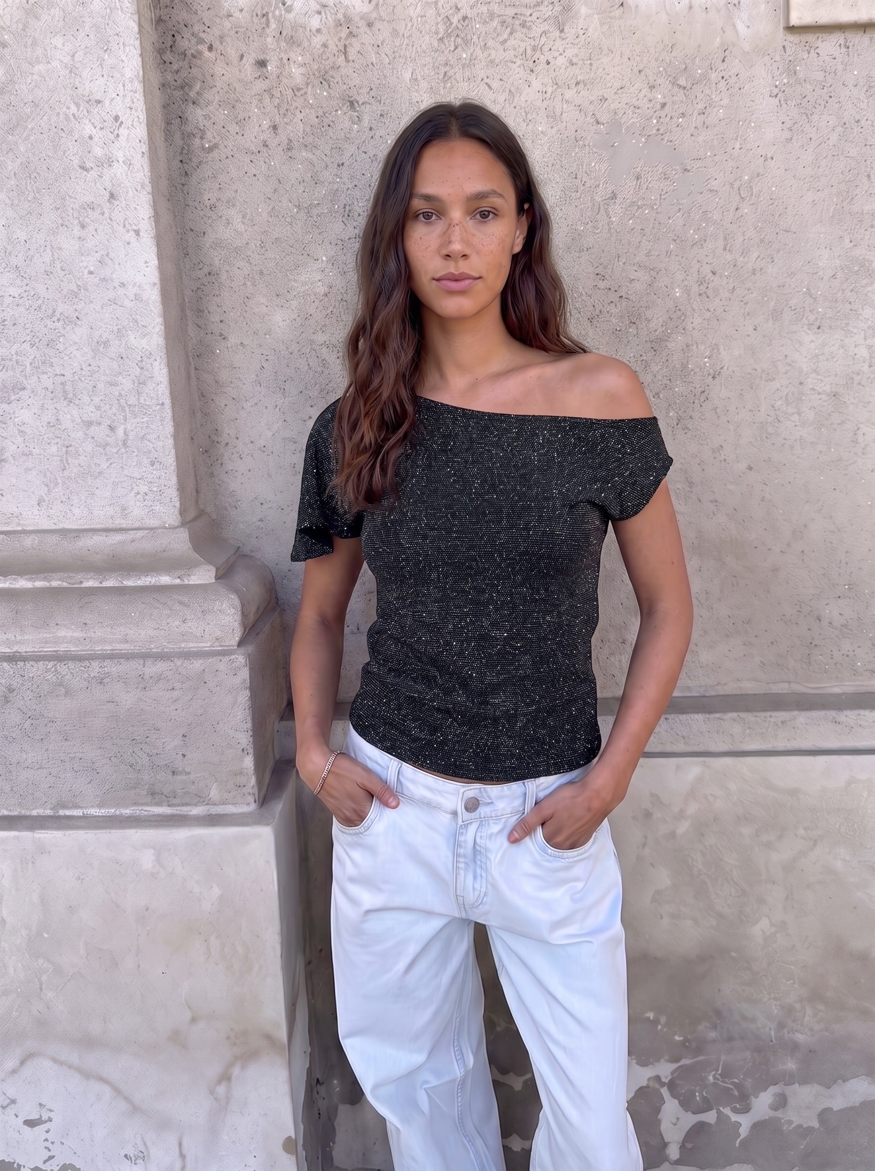 MATHILDE TOP - BLACK/SILVER