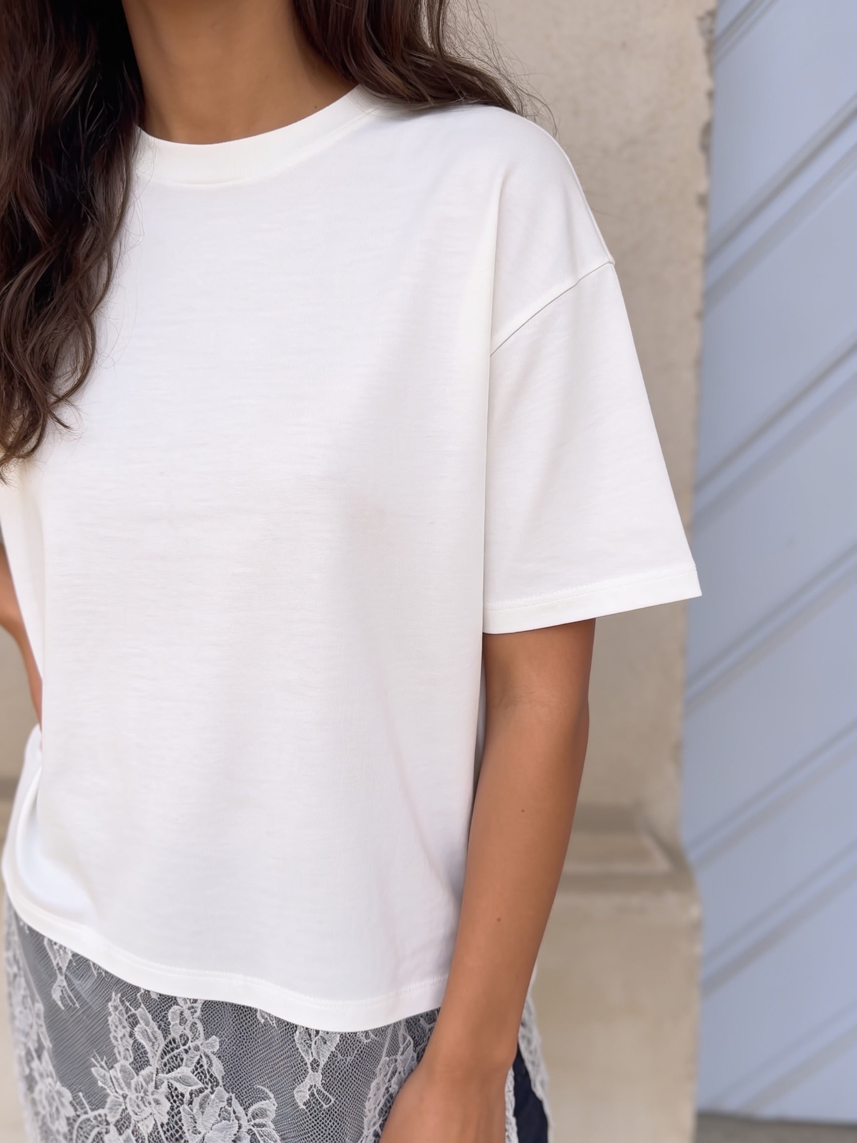 MAVE LACE T-SHIRT - CLOUD DANCER