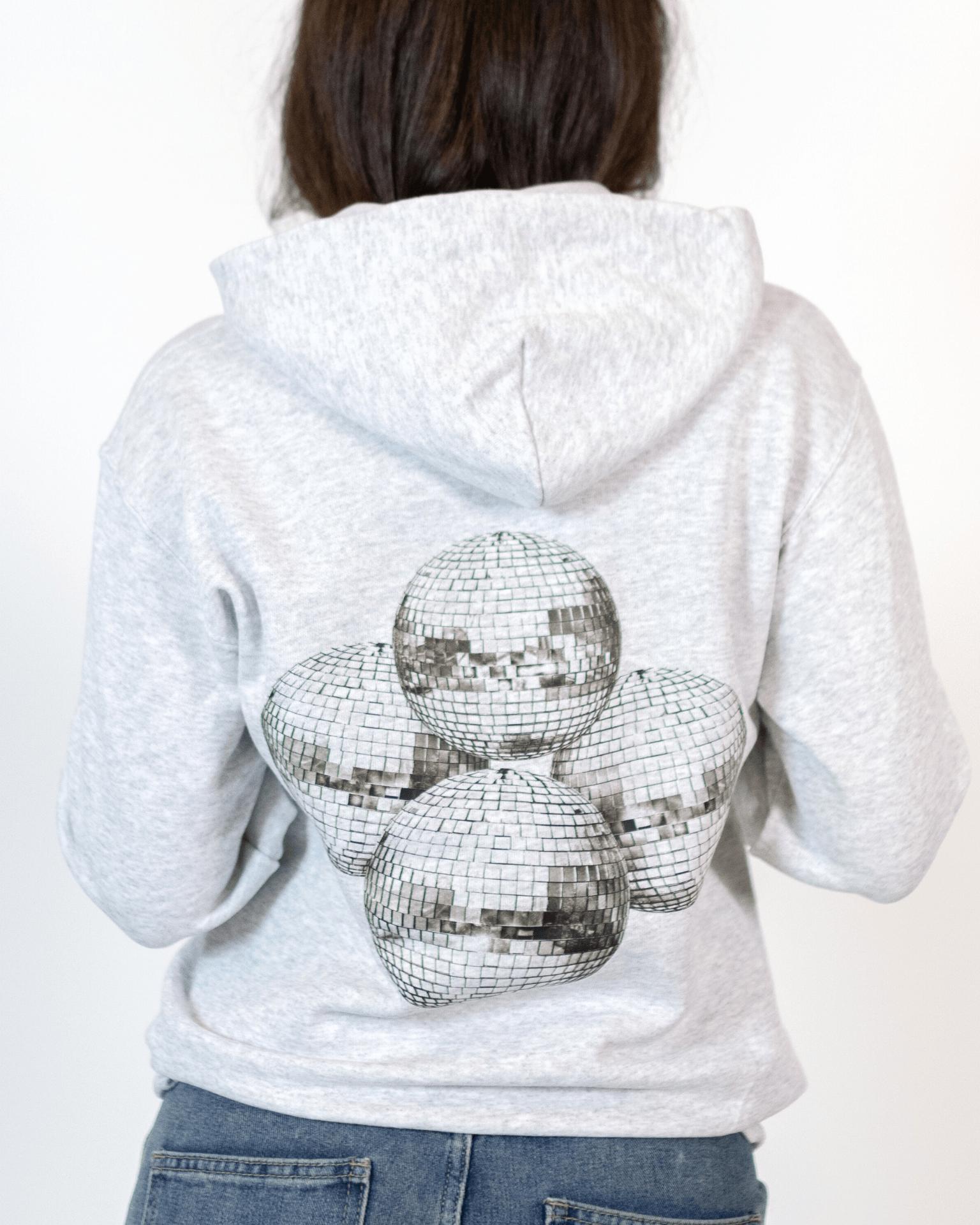 MEGA DISCO KUGLE (black) HOODIE (rygprint) - GREY