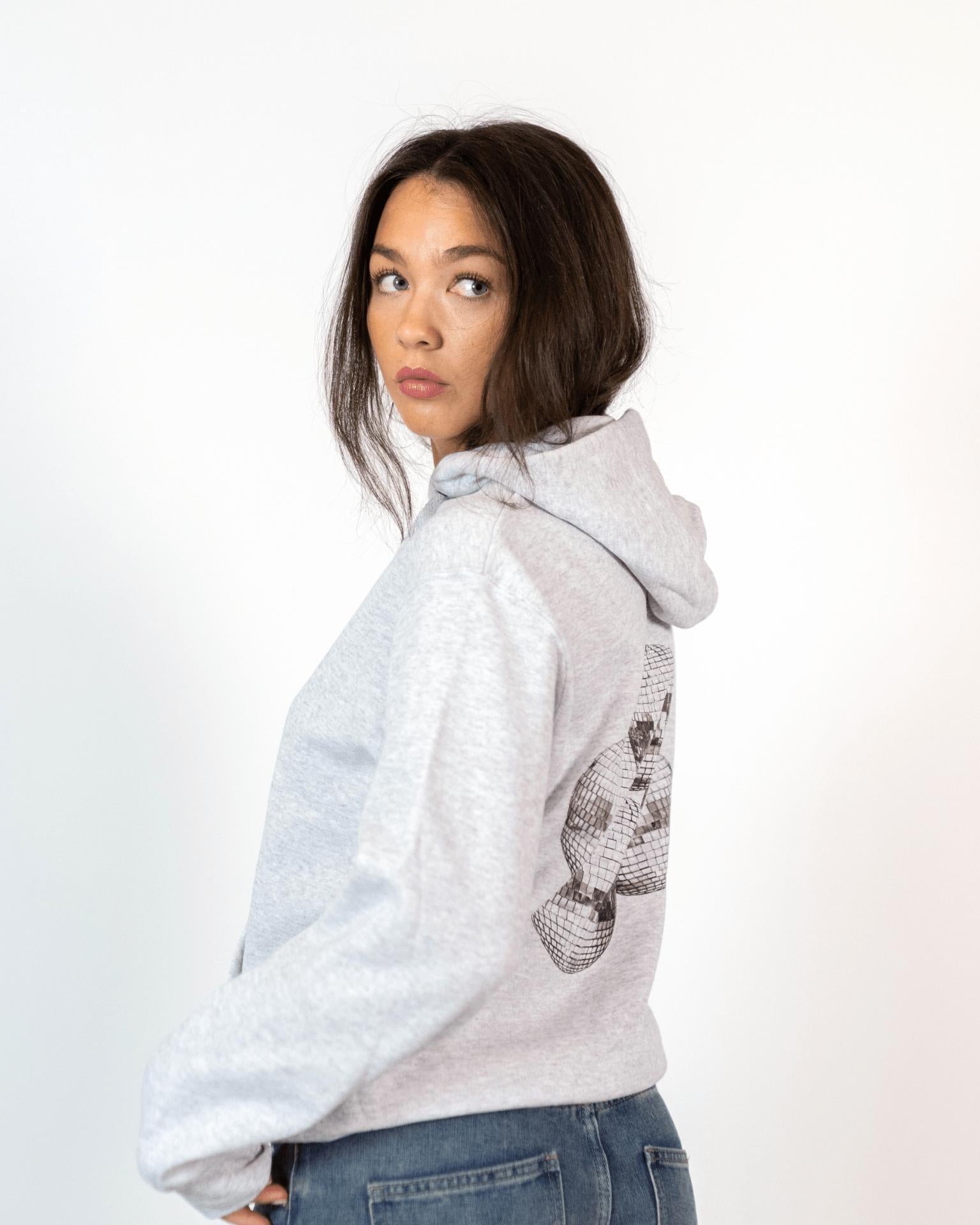 MEGA DISCO KUGLE (black) HOODIE (rygprint) - GREY