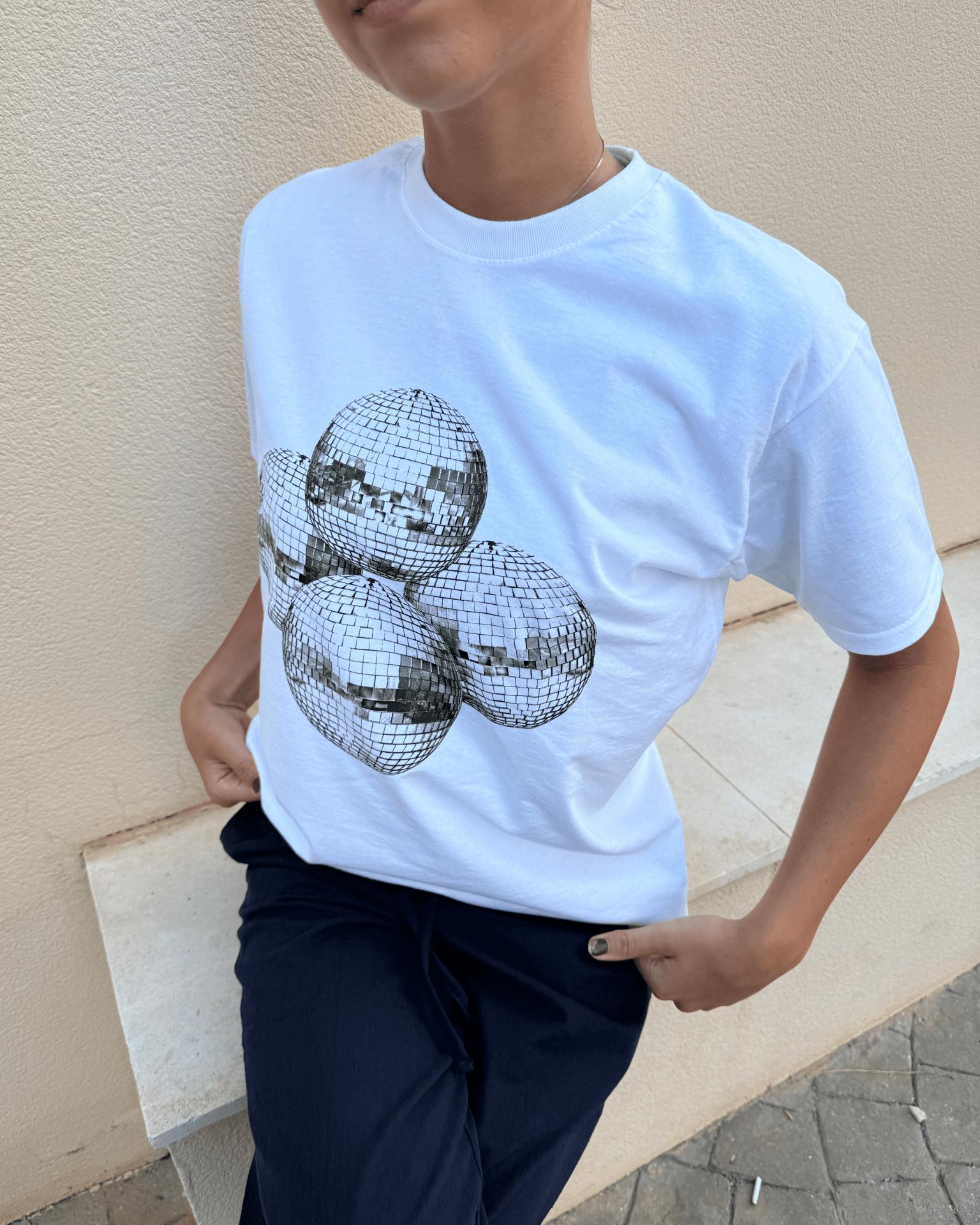MEGA DISCO KUGLE UNISEX T-SHIRT - WHITE