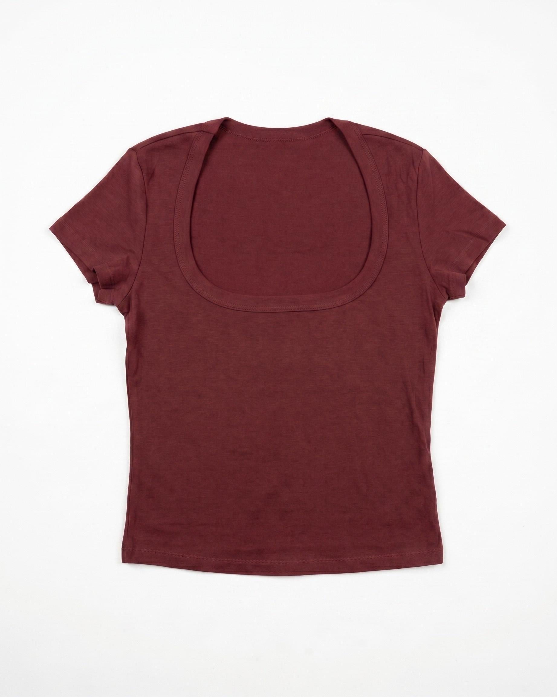 MIA KORTÆRMET TEE - BORDEAUX