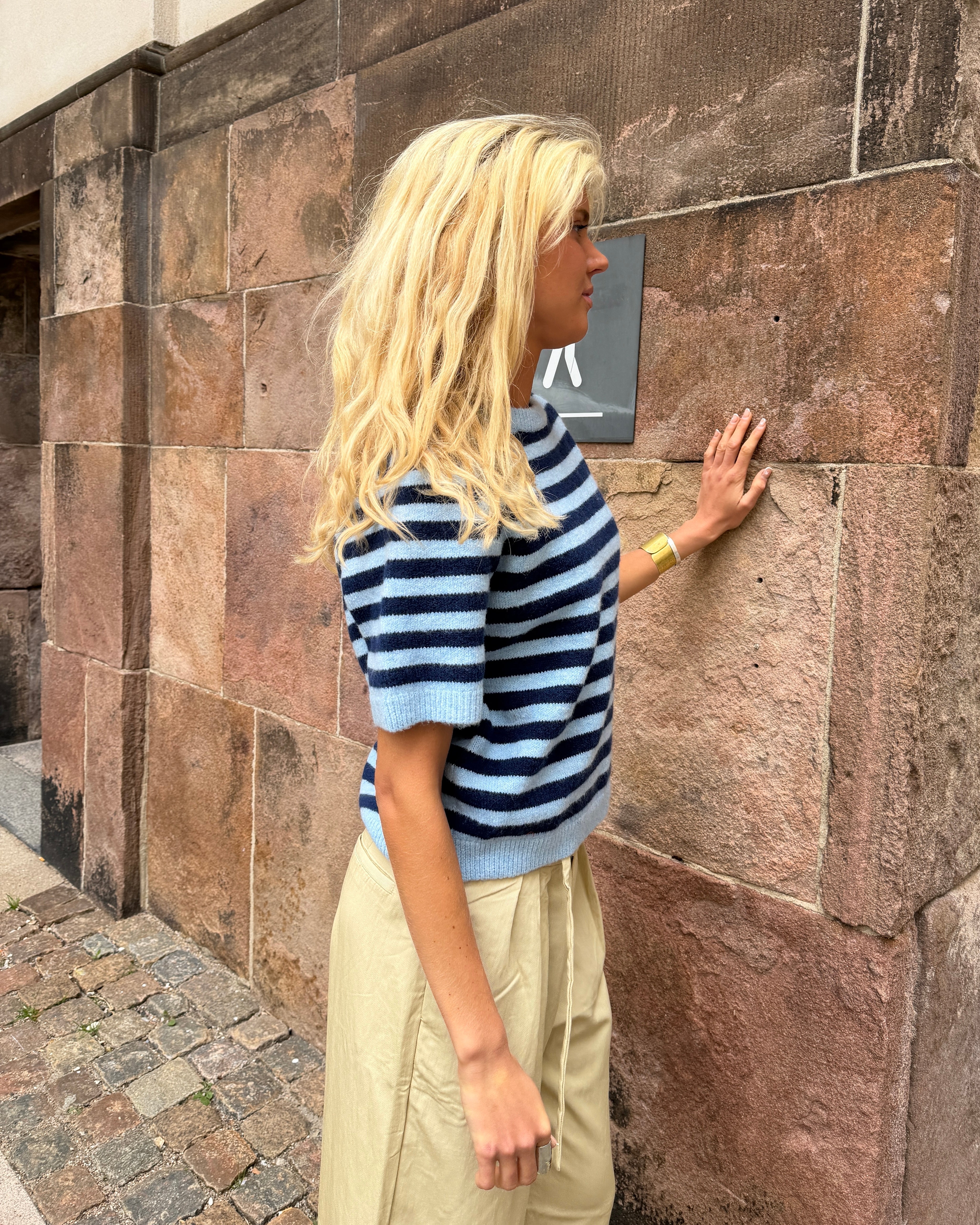 MIRA STRIBET STRIK - LIGHT BLUE/NAVY - Dinvintageshop