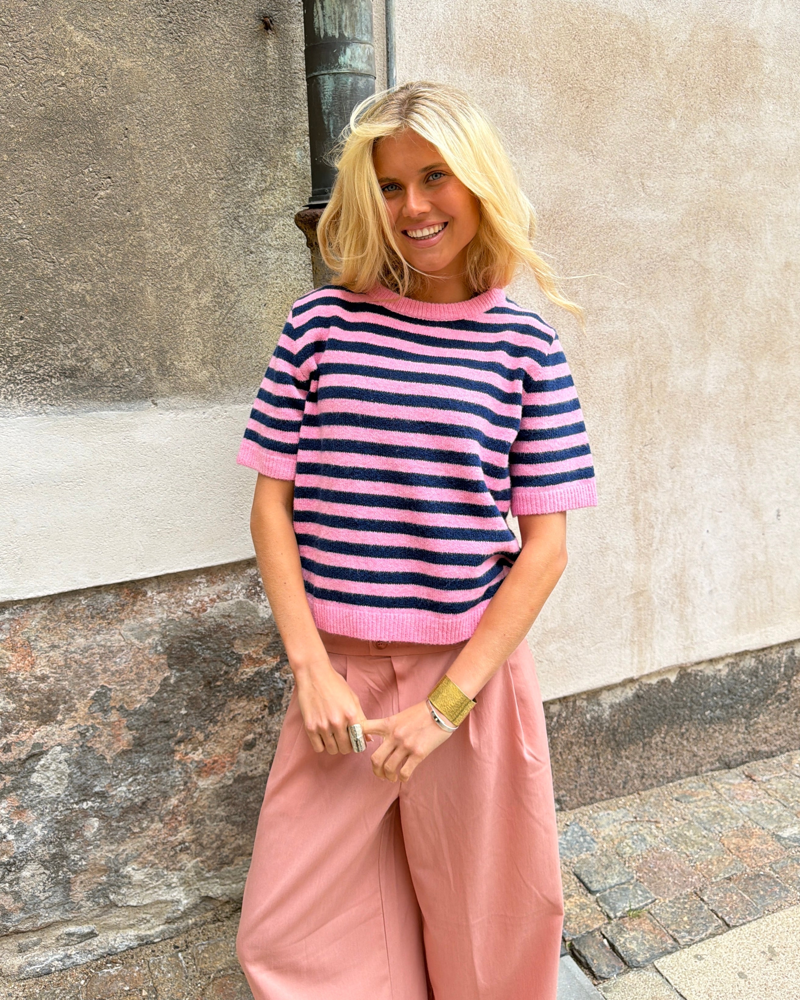 MIRA STRIBET STRIK - PINK/NAVY - Dinvintageshop