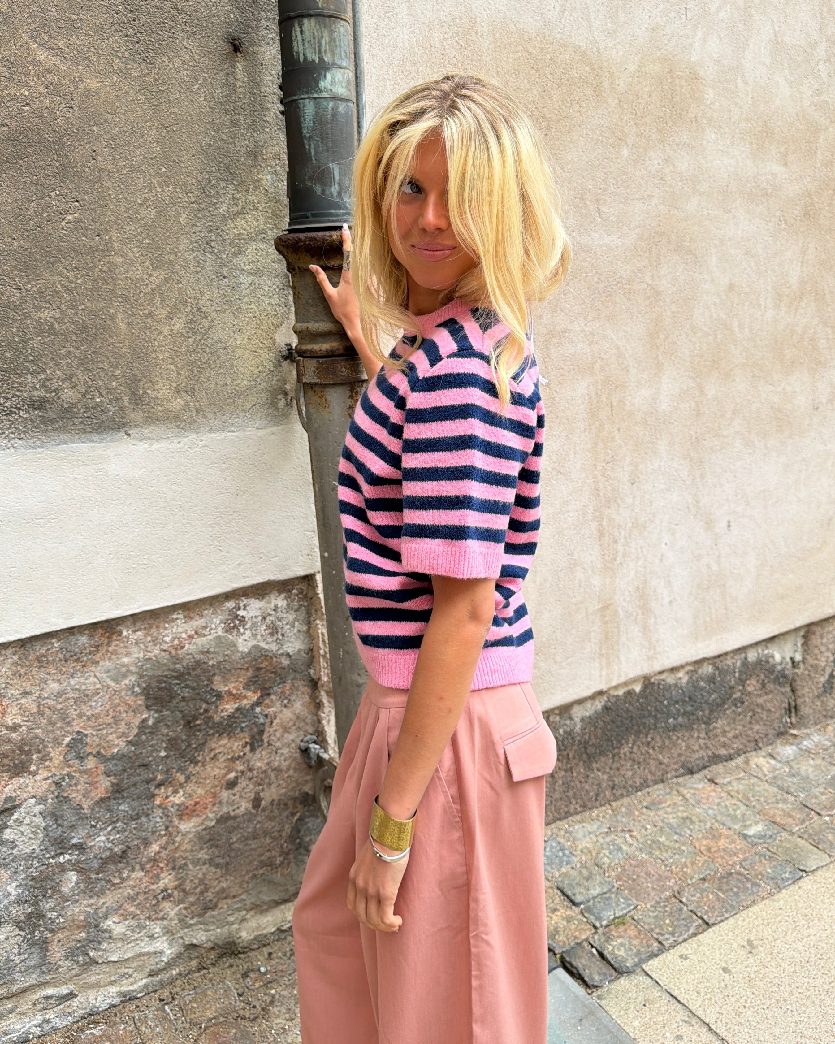 MIRA STRIBET STRIK - PINK/NAVY - Dinvintageshop