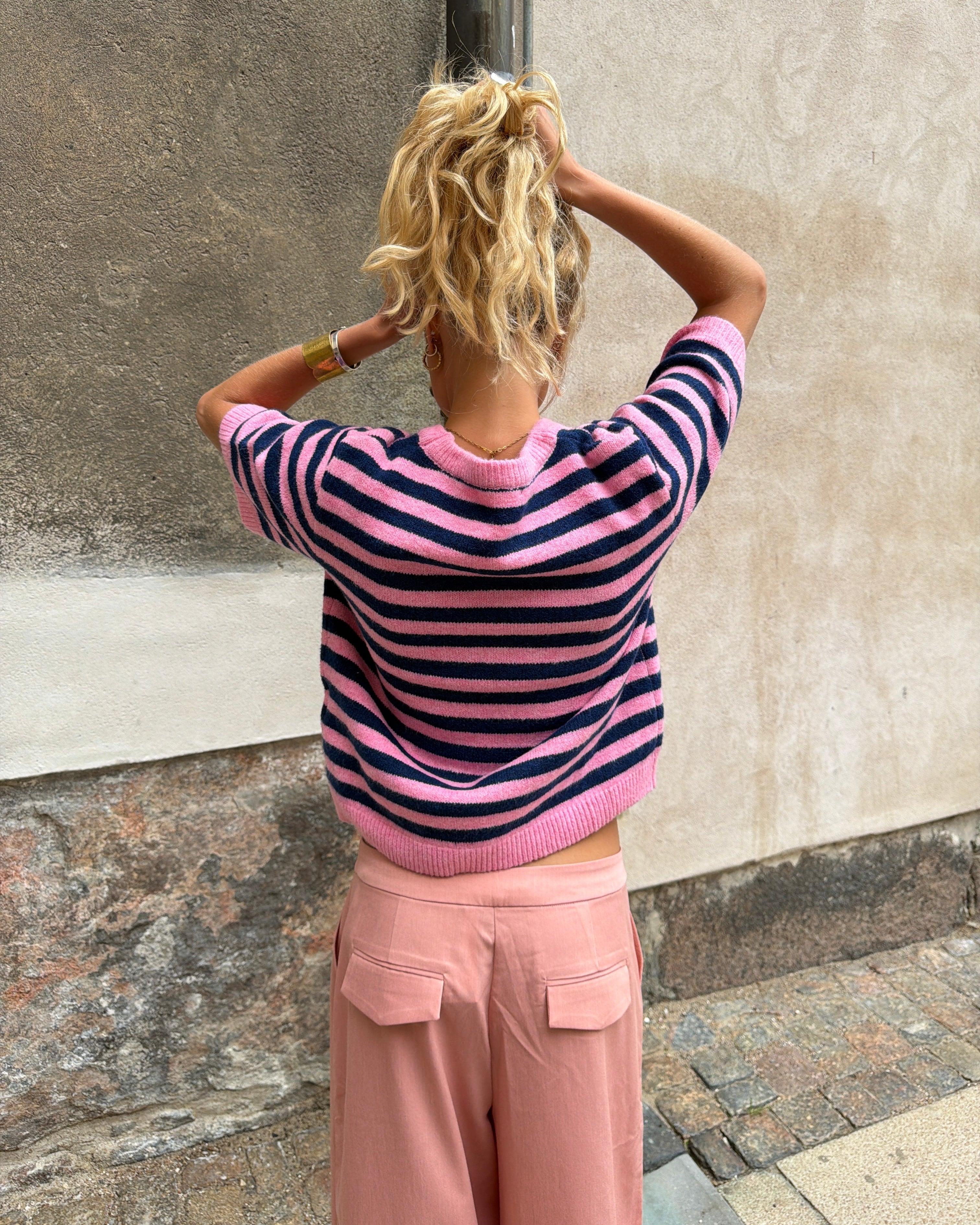 MIRA STRIBET STRIK - PINK/NAVY - Dinvintageshop