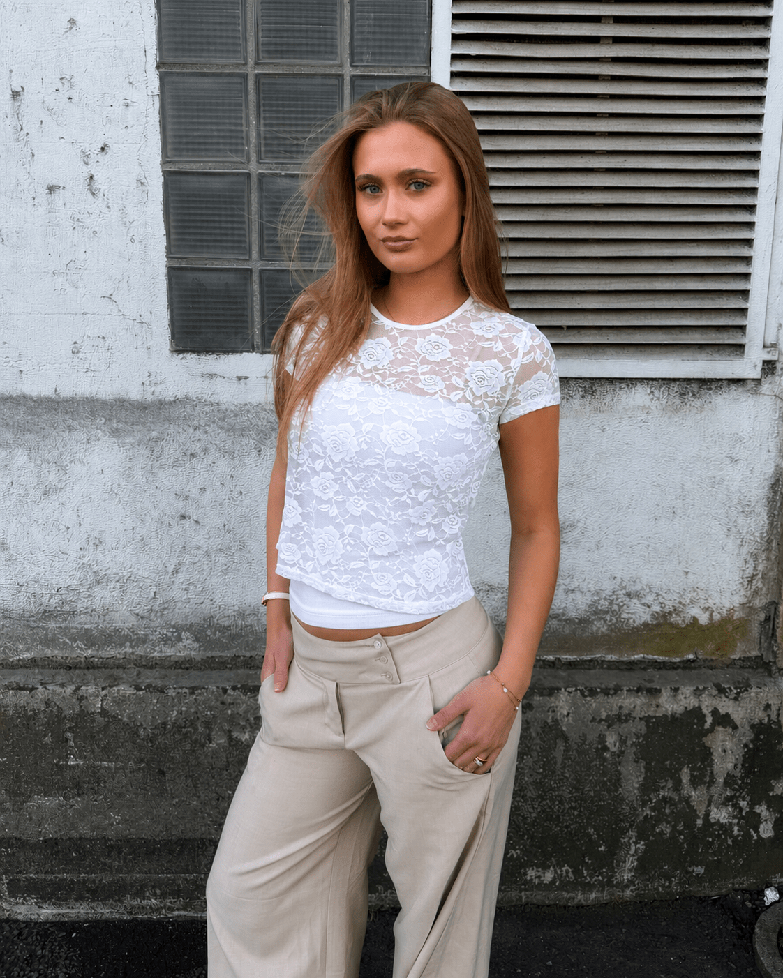 MONIQUE LACE TOP - WHITE - Dinvintageshop