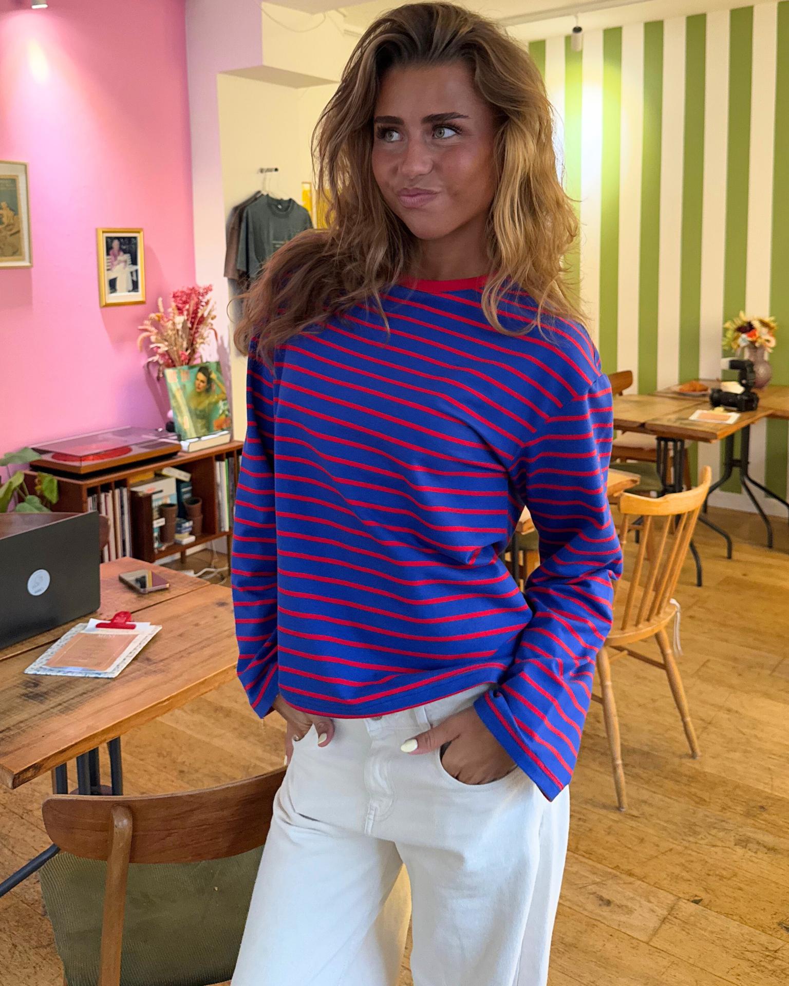 MYNTE STRIPE TEE - ROYAL BLUE/RED