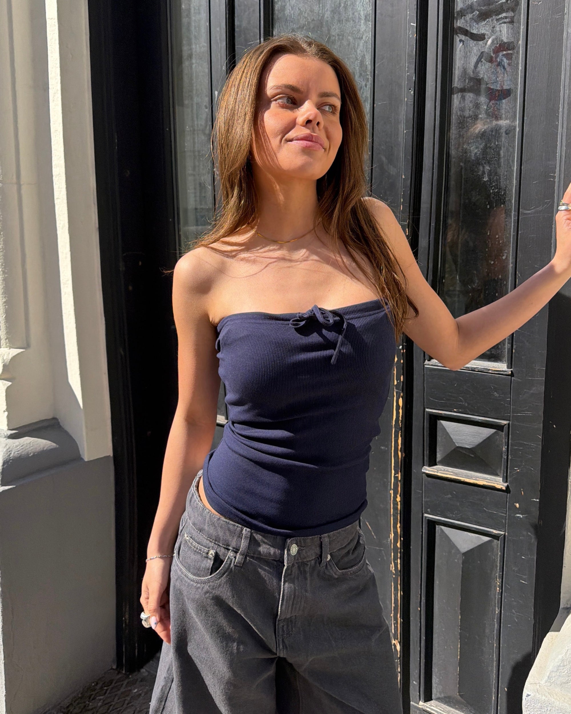 NAYA TUBE TOP - NAVY - Dinvintageshop