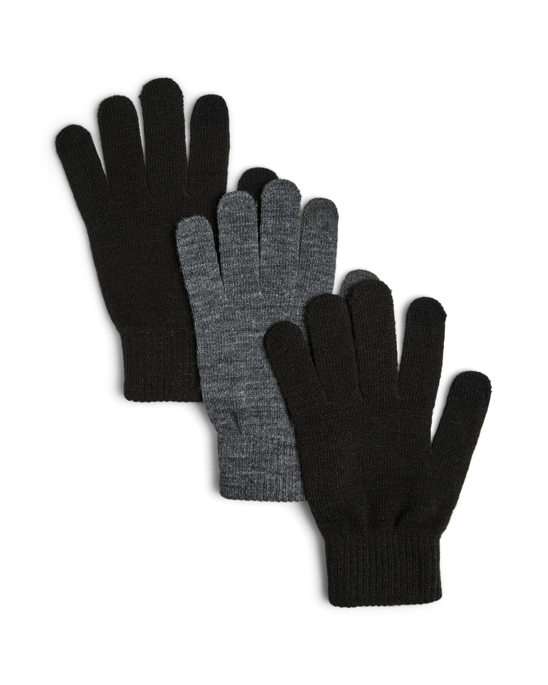 NEW BUDDY HANDSKER (3-Pak) mobilvenlig - 2x SORT/ 1x DK GREY MEL - Dinvintageshop