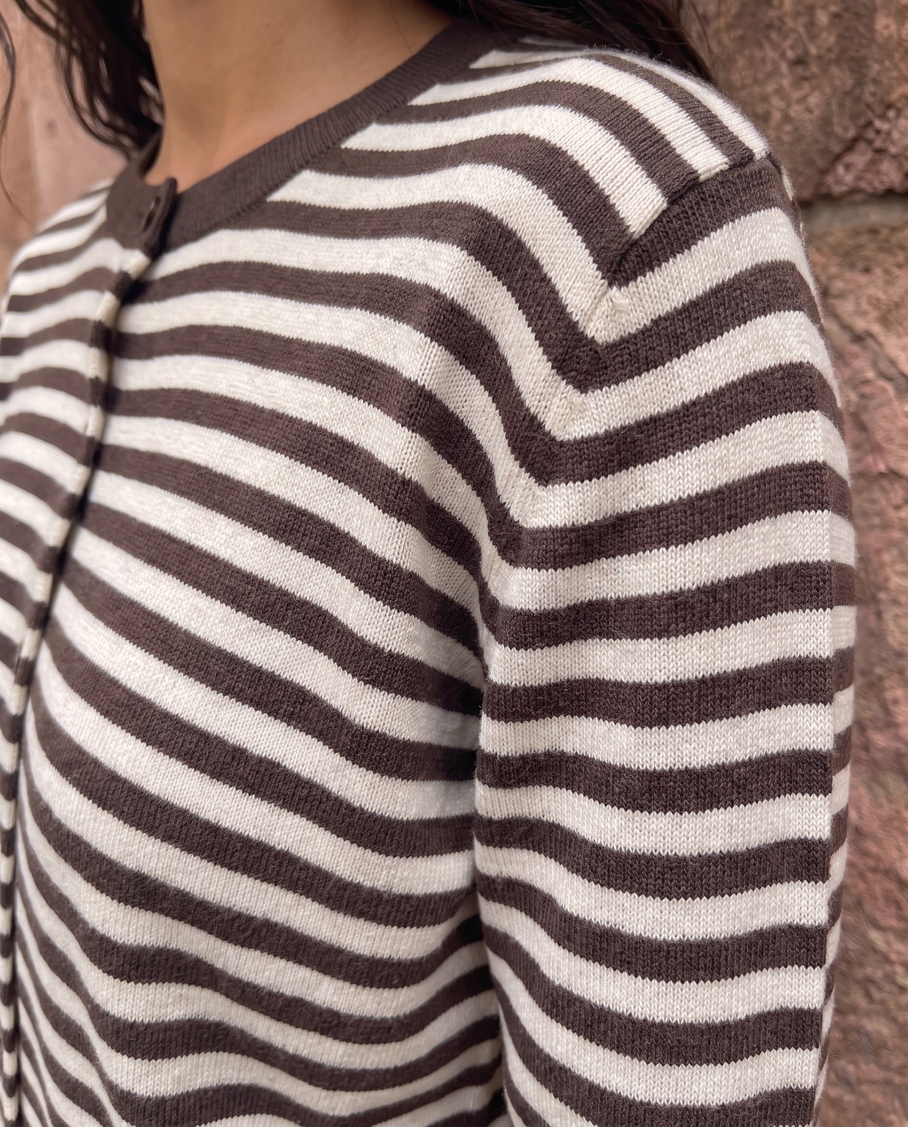 NORA KNIT CARDIGAN - HOT FUDGE/BIRCH - Dinvintageshop