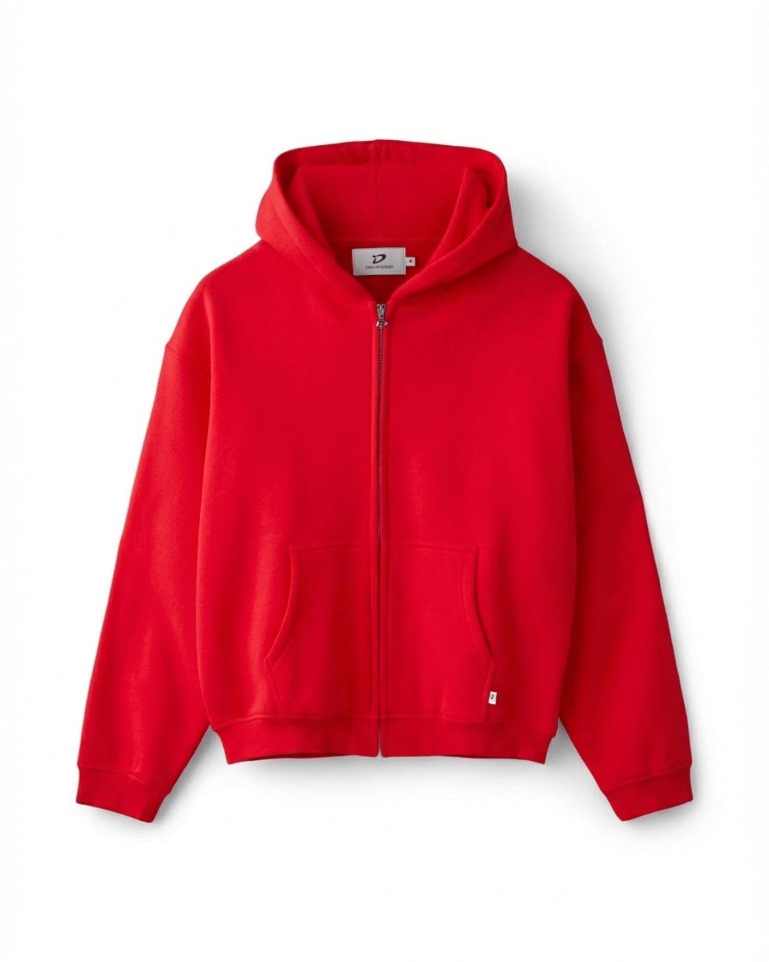 OVERSIZED ZIP HOODIE - RED