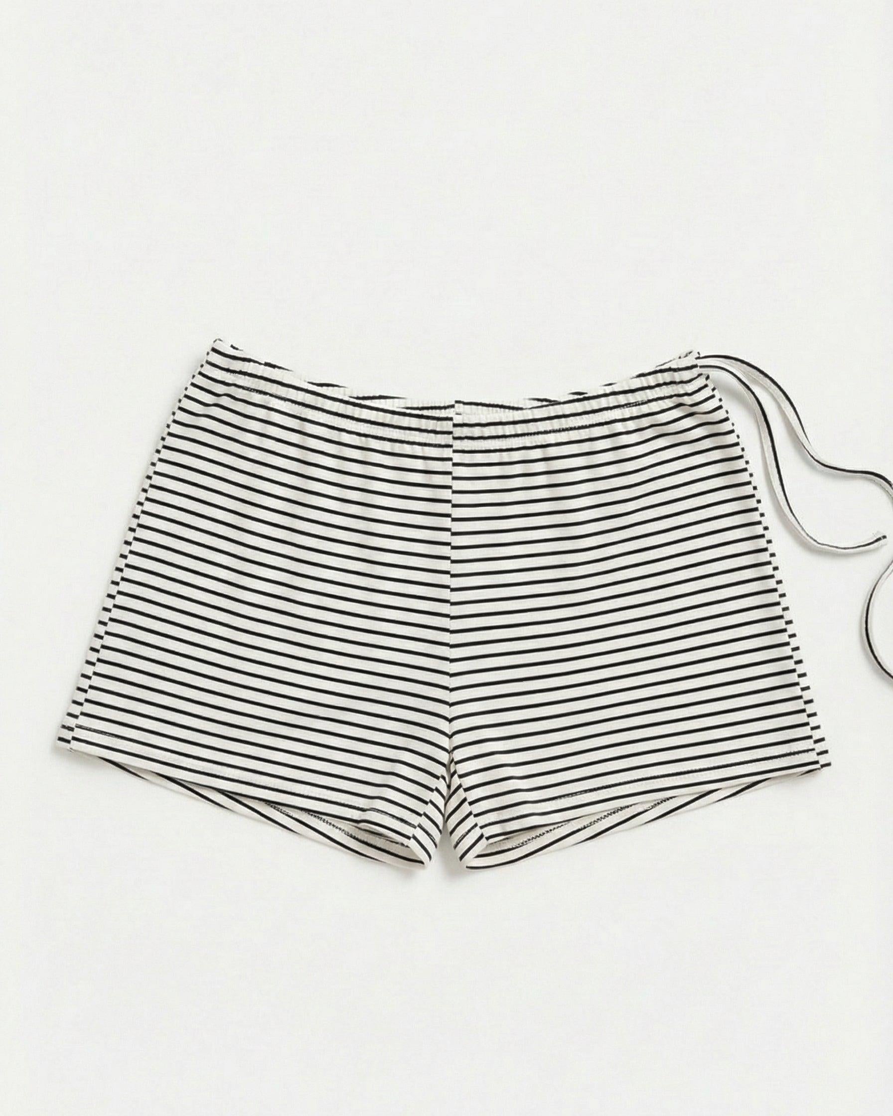 PARIS STRIPE SHORTS - OFFWHITE/BLACK