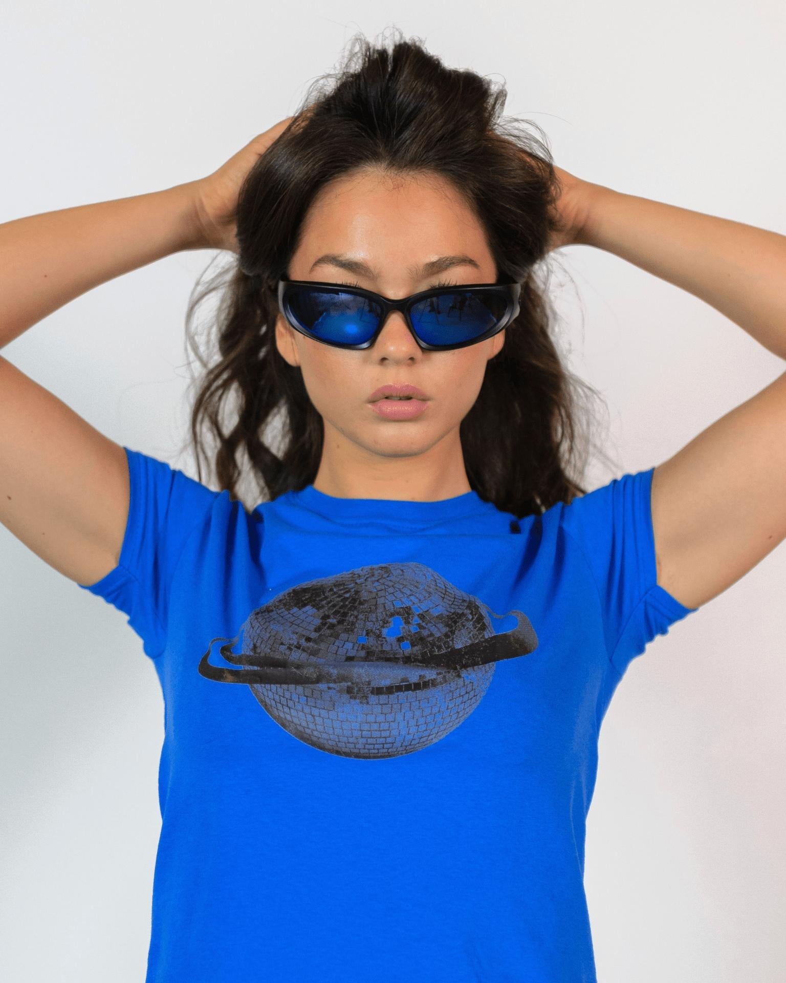 PLANET DISCO (black), BABY TEE - BLUE