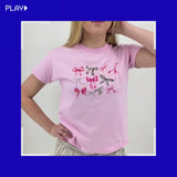 BOW COLLECTION (pink), BABY TEE - LYSERØD