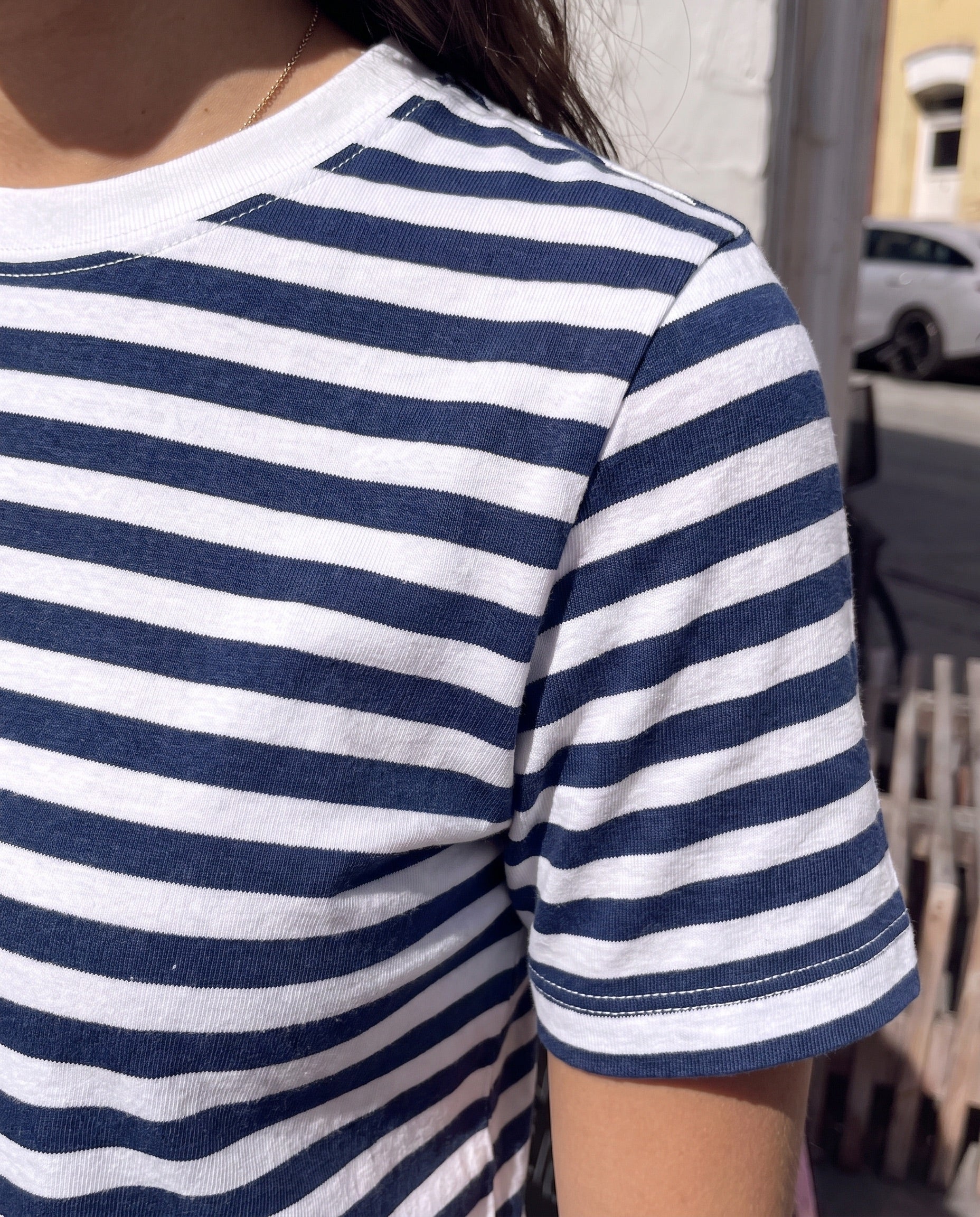 RIA STRIPE TEE - MARITIME BLUE - Dinvintageshop