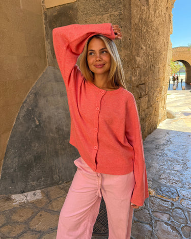 SADIE CARDIGAN - CORAL - Dinvintageshop