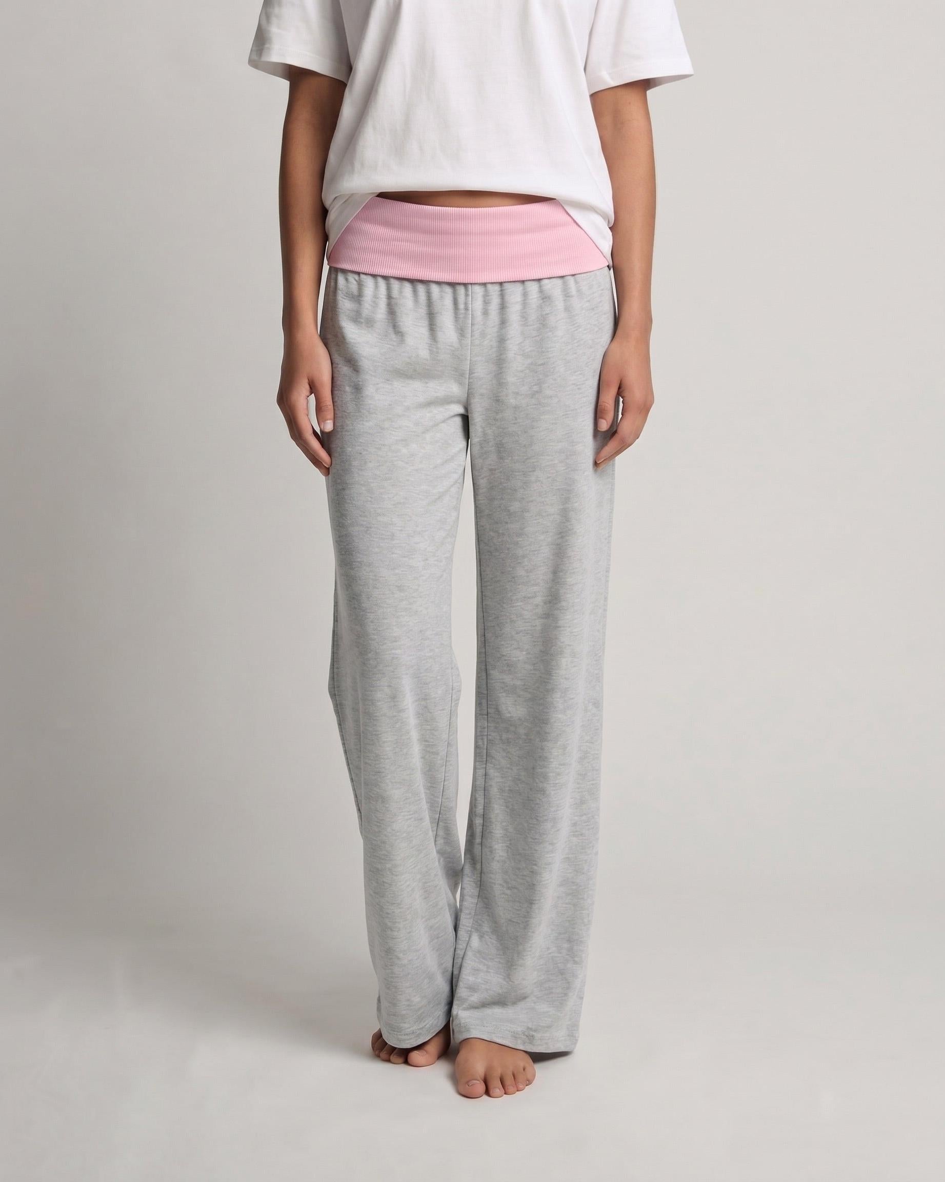 SASHA PANT - GREY/LIGHT PINK - Dinvintageshop