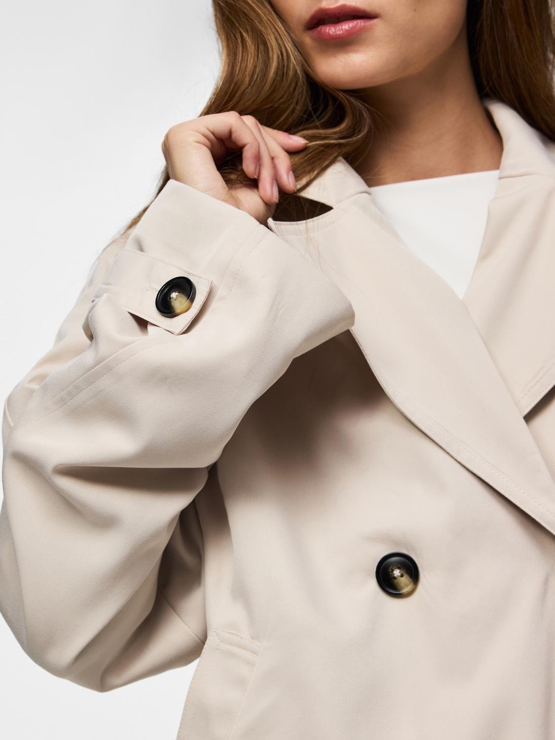 SCARLETT SHORT TRENCHCOAT - SILVER GRAY - Dinvintageshop