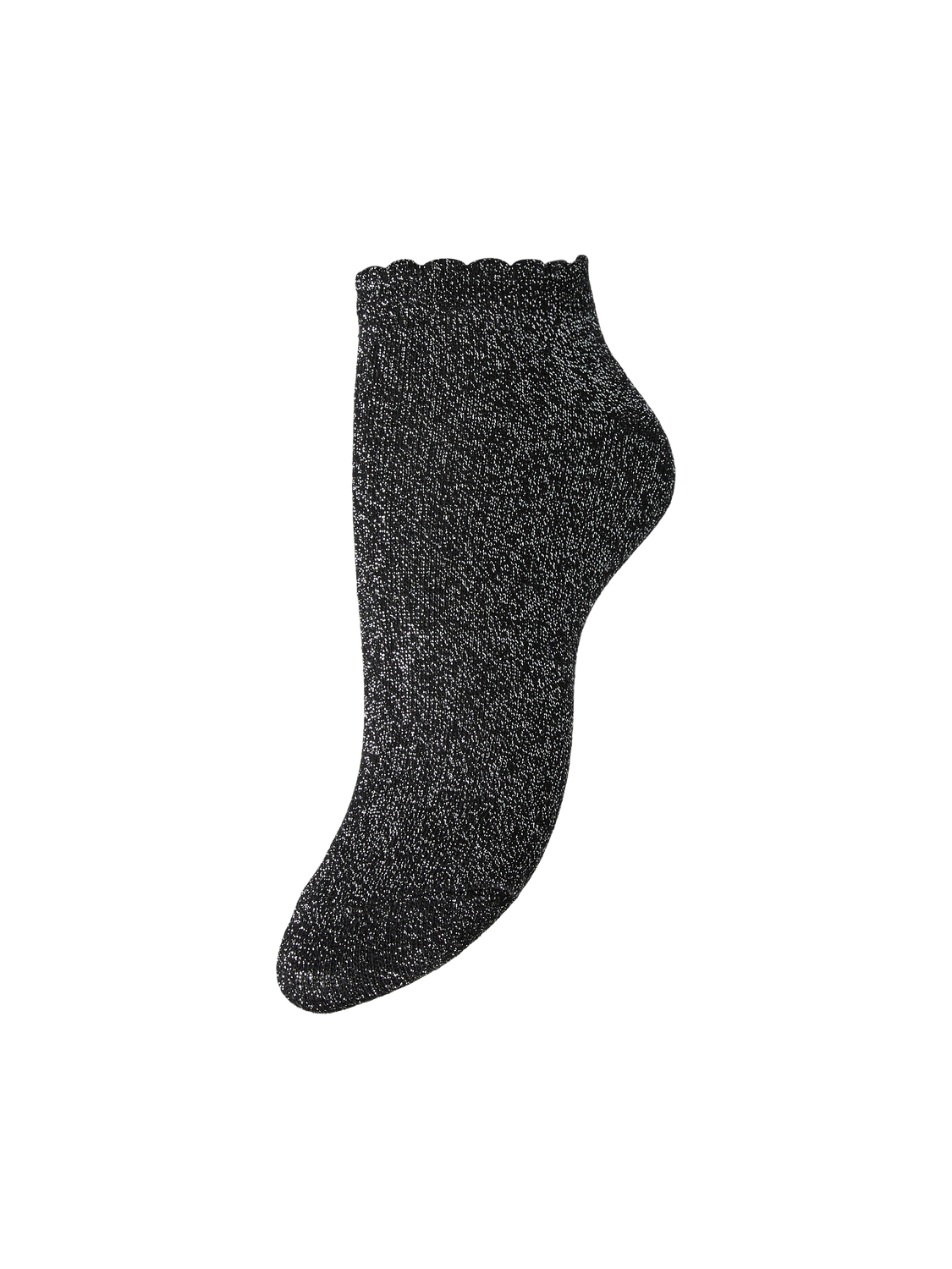 SEBBY GLITTER SNEAKER SOCK - BLACK SILVER LUREX - Dinvintageshop