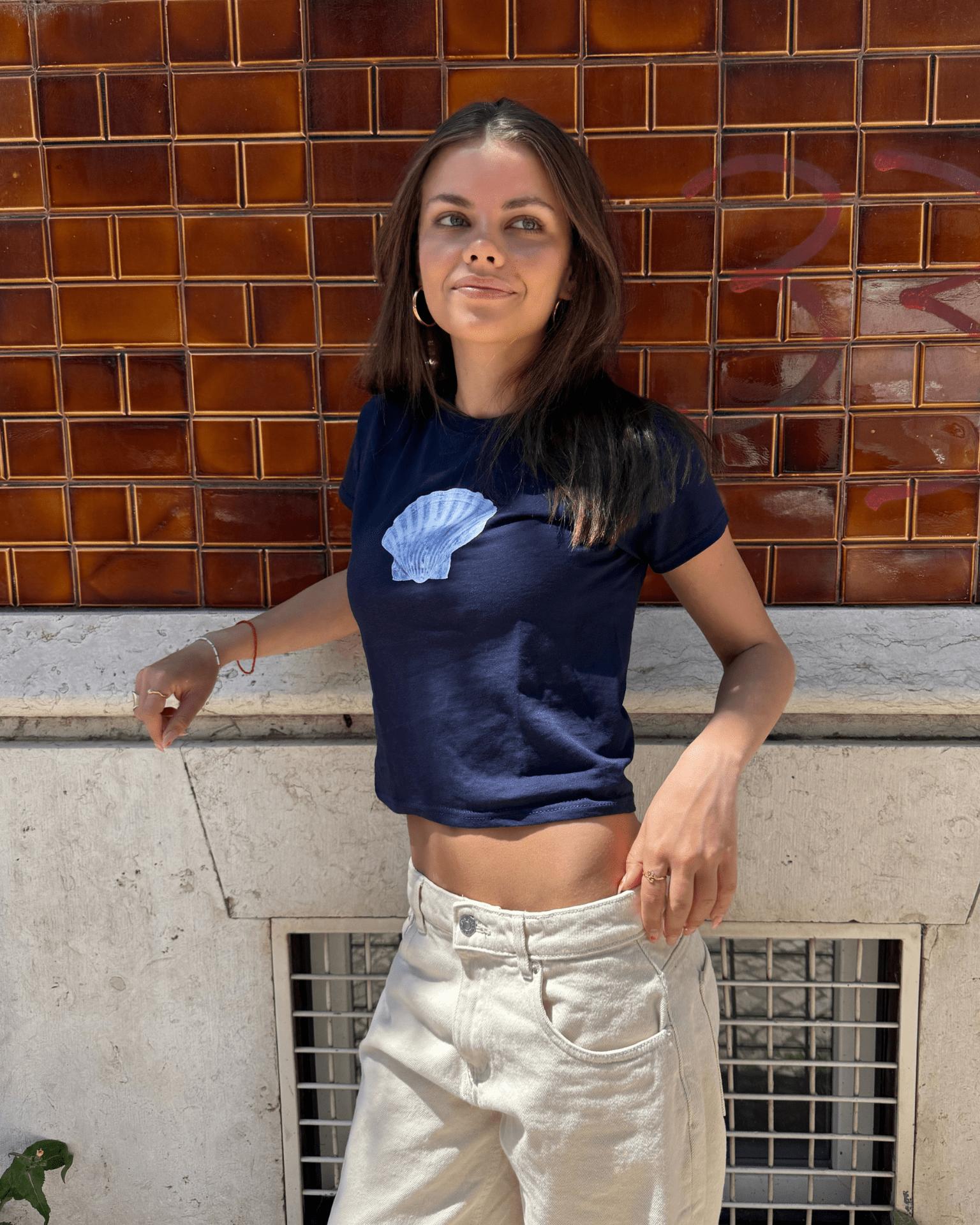 SHELLY (blue) BABY TEE - NAVY