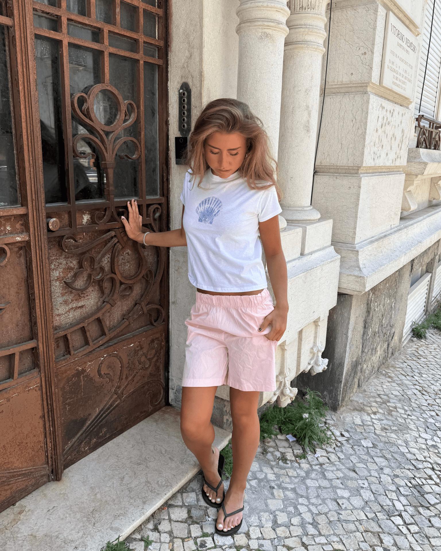SHELLY (blue) BABY TEE - WHITE